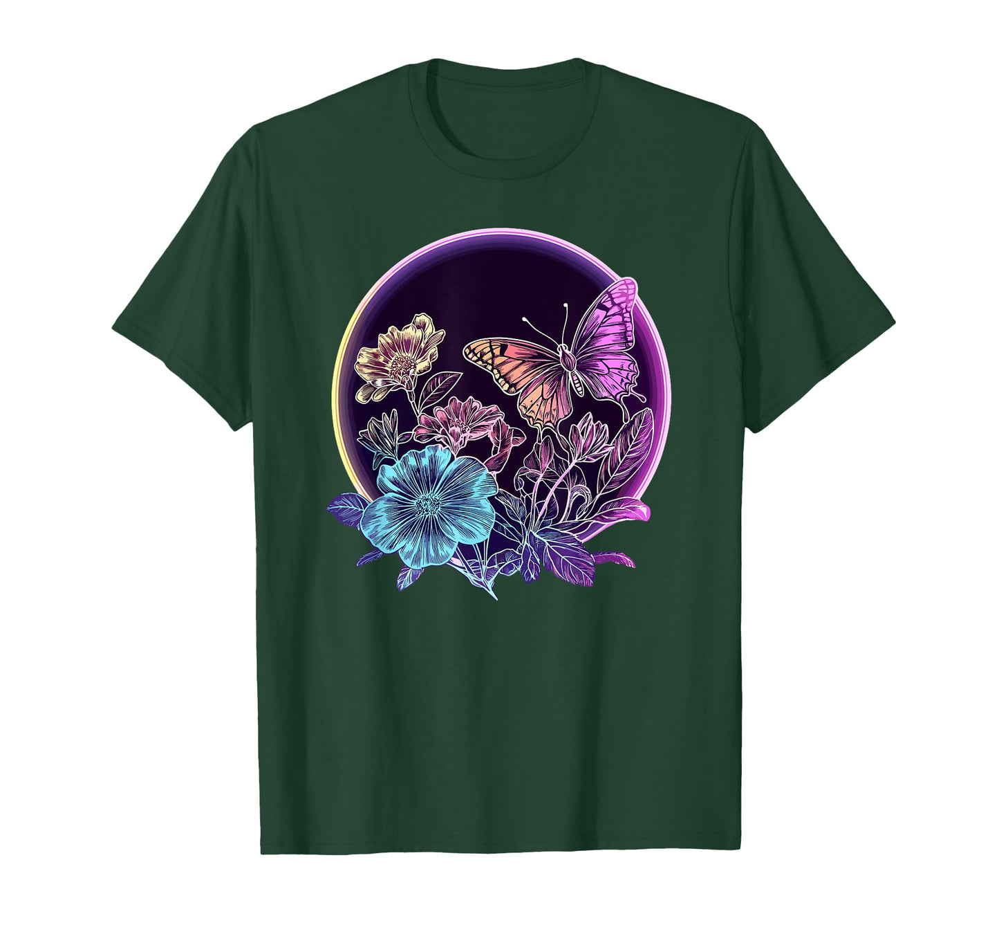Colorful Butterfly And Flowers T-Shirt