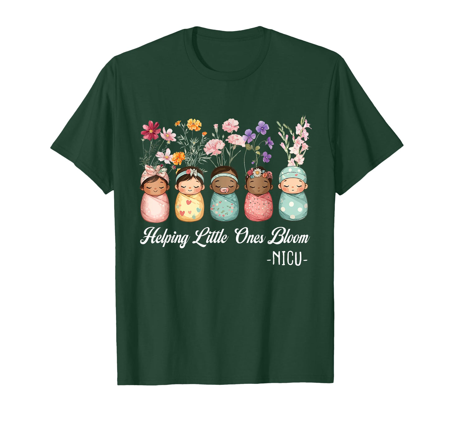Women Spring Helping Little Ones Bloom Wildflower NICU Nurse T-Shirt