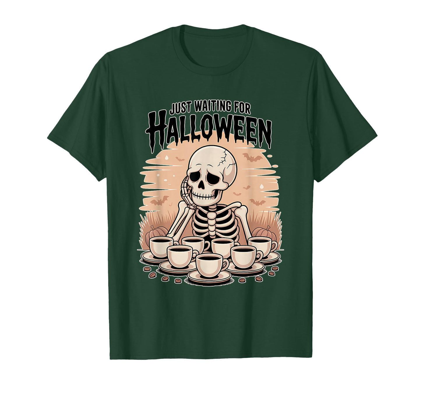 Just Waiting for Halloween Skeleton T-Shirt
