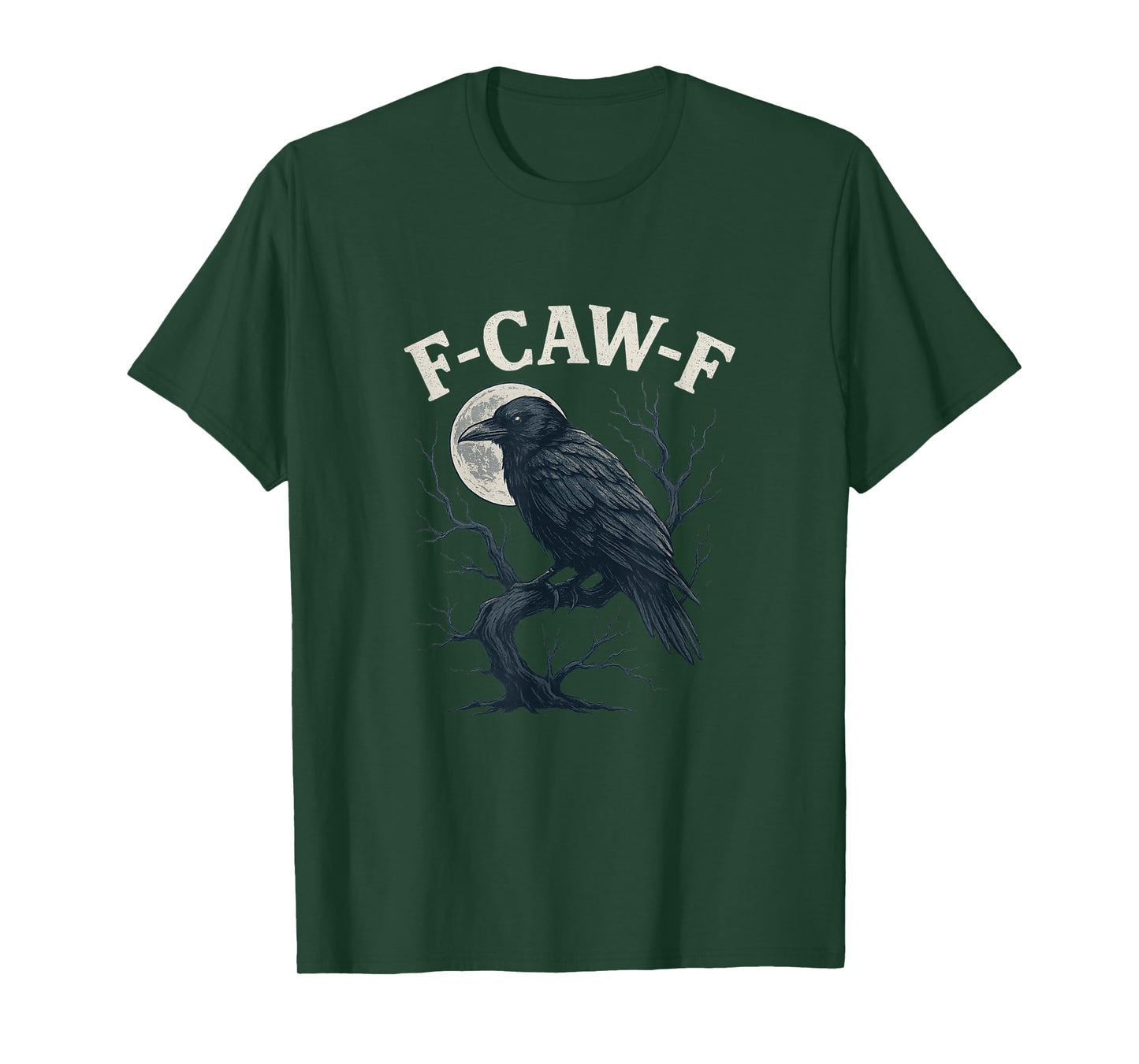 Black Crow F Caw F Funny Black Bird Moon Gothic Adult Humor T-Shirt