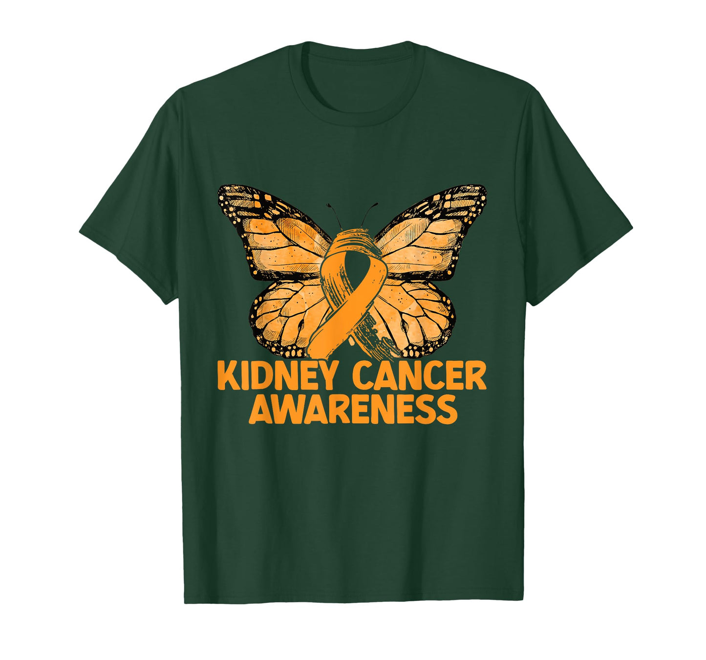 Kidney Cancer Awareness Butterfly Orange Ribbon T-Shirt