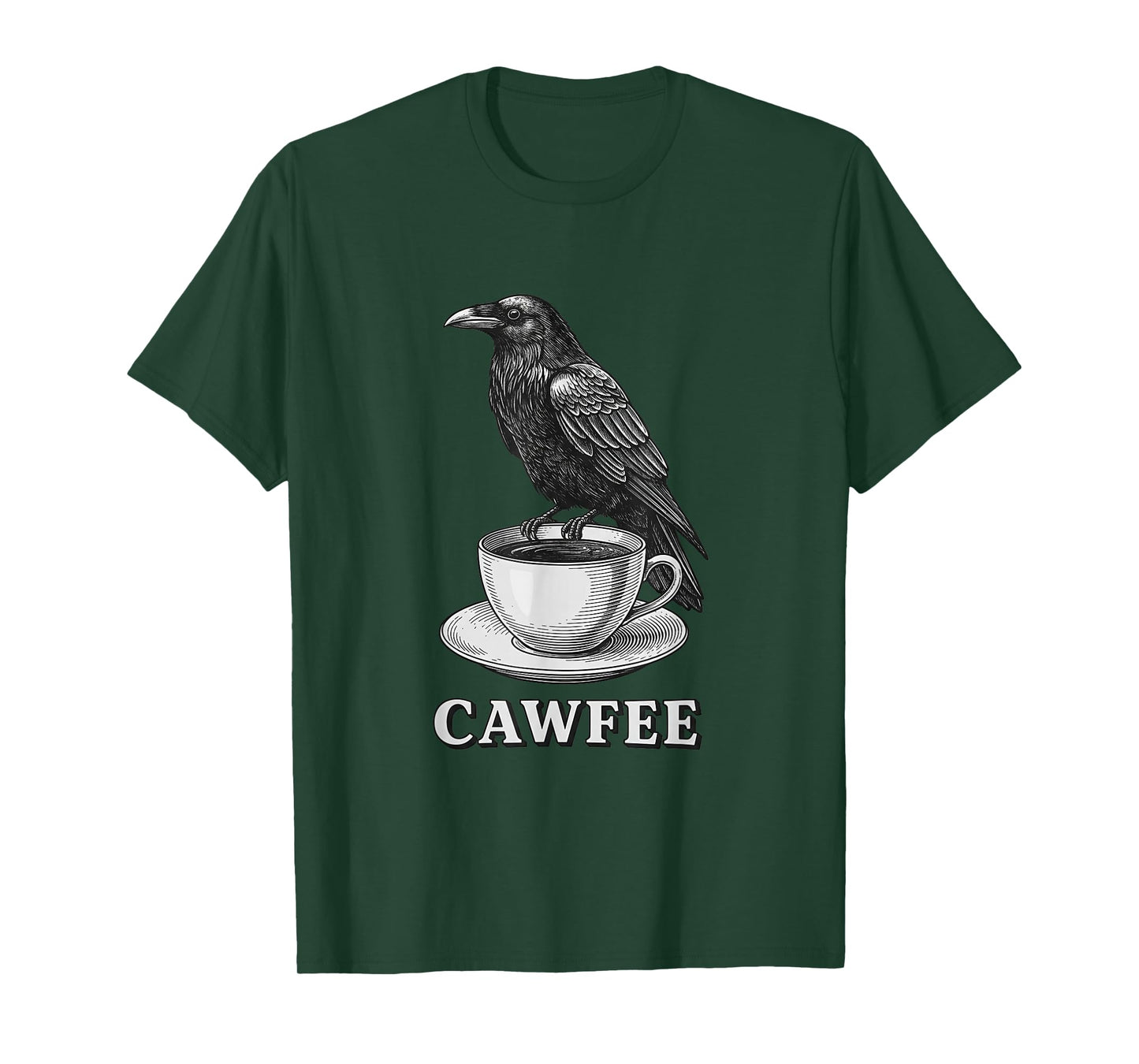 Raven and Coffee Pun Vintage Meme Art F-Caw-F Cawfee T-Shirt