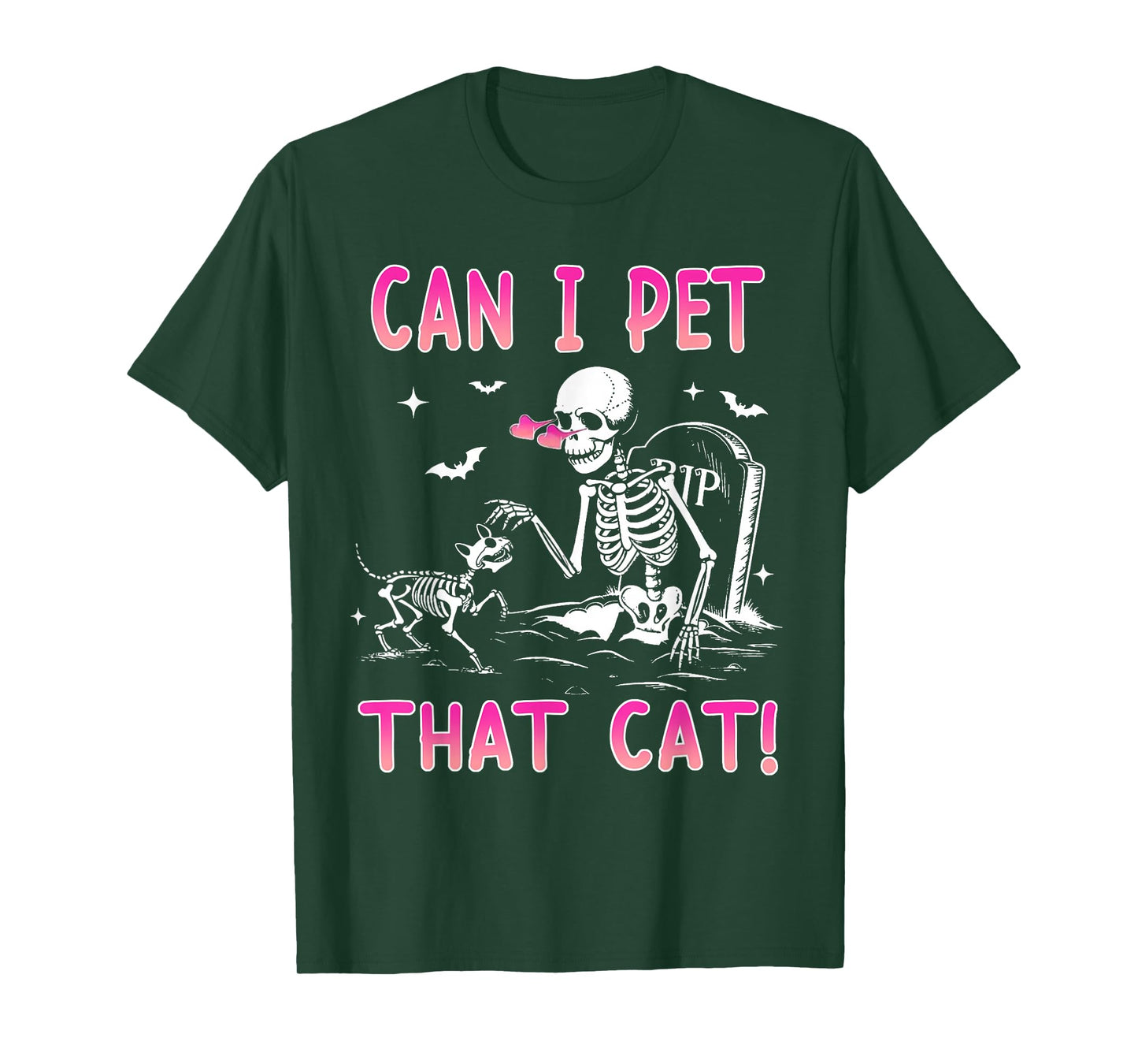 Skeleton Can I Pet That Cat Halloween Cat Mom Cat Lover T-Shirt