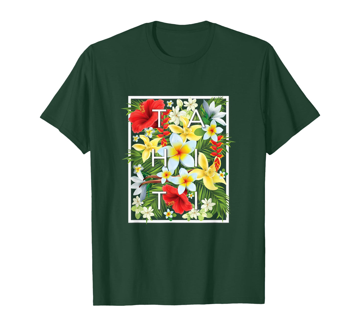 Flowers of Tahiti Word Art - Tahitian Souvenir T-Shirt