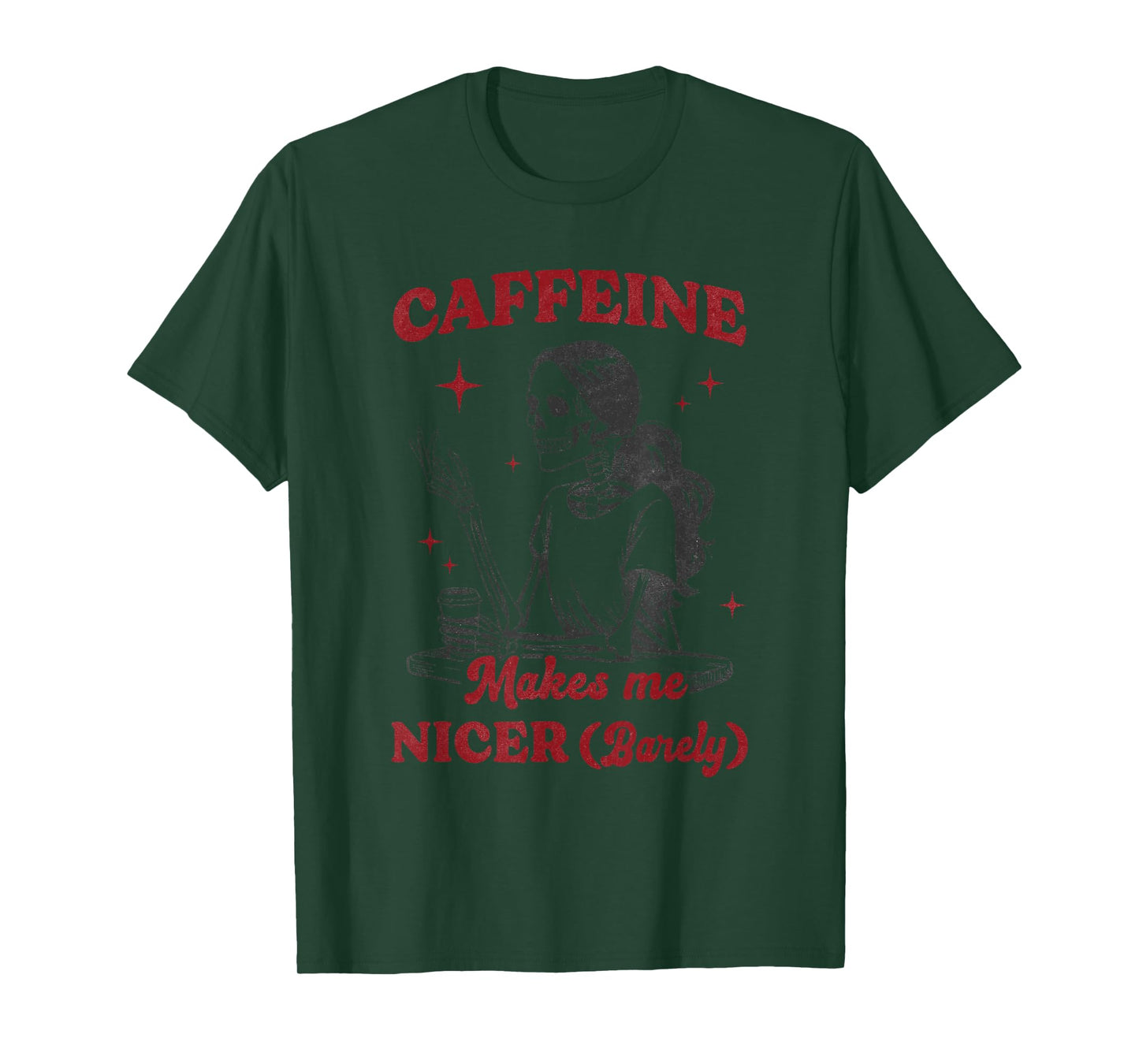 Caffeine Skeleton Humor Design T-Shirt
