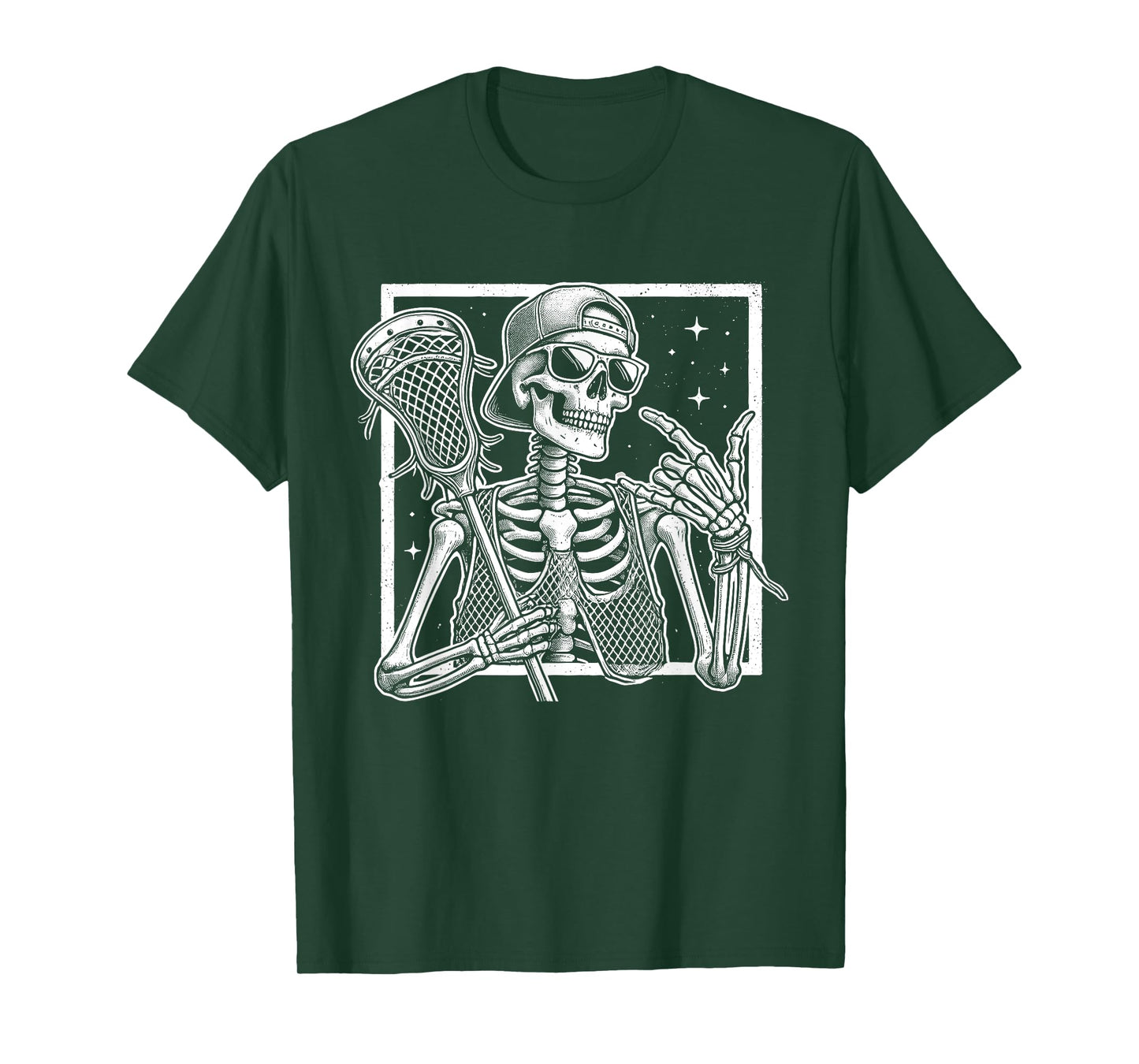 Skeleton Lacrosse Player Birthday Halloween Mens Womens Kids T-Shirt