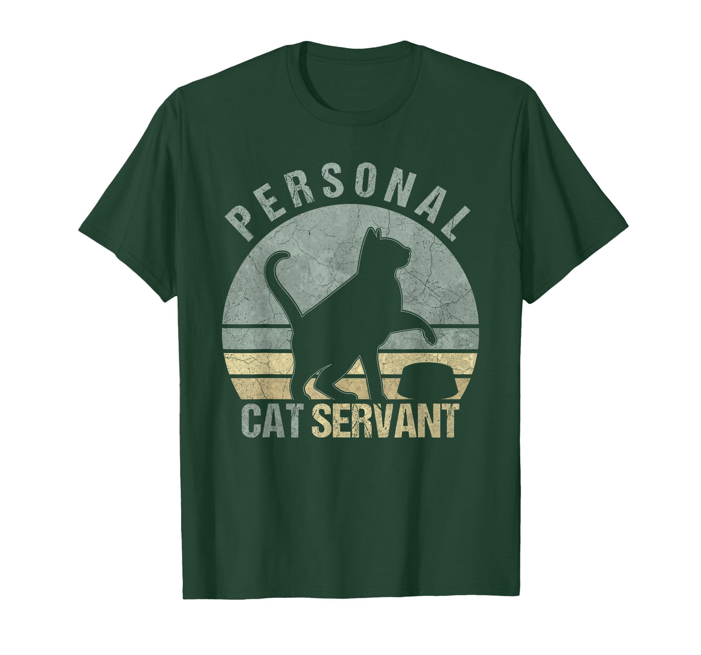 Personal Cat Servant Funny Black Cat Lovers Owners Mom Dad Men Women Kids T-Shirt