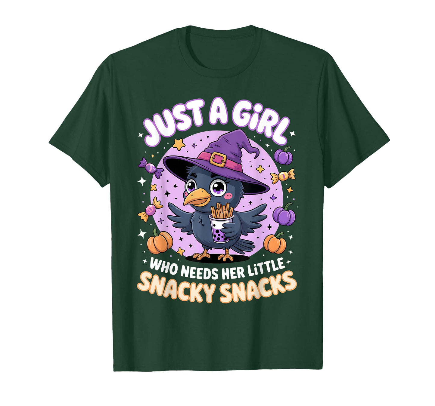 Just a Girl Snacky Snacks Shirt Halloween F-caw-f Food Lover T-Shirt