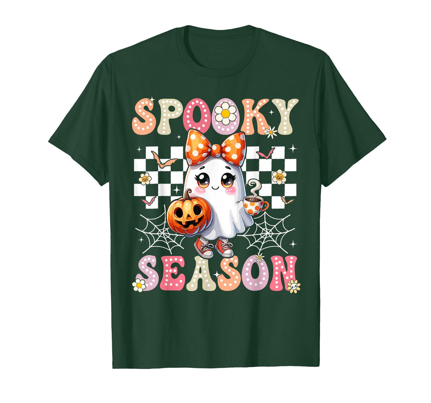 Spooky Season Retro Happy Halloween Ghost Women Toddler Girl T-Shirt