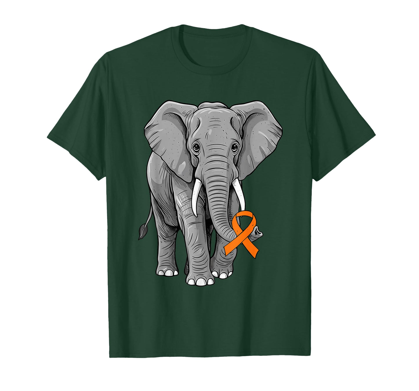 Leukemia Awareness Elephant Ribbon Orange Men Women Kids T-Shirt