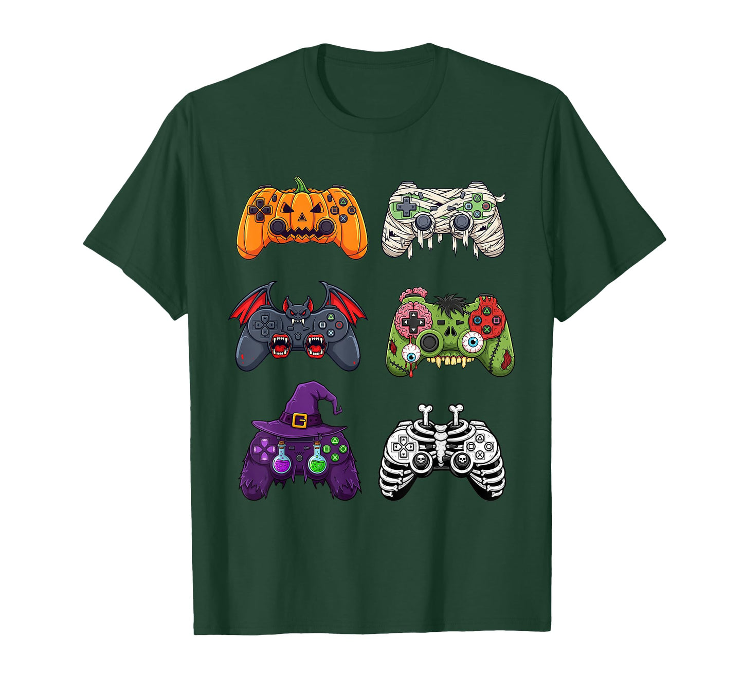 Halloween Skeleton Zombie Gaming Controllers Mummy Boys Kids T-Shirt