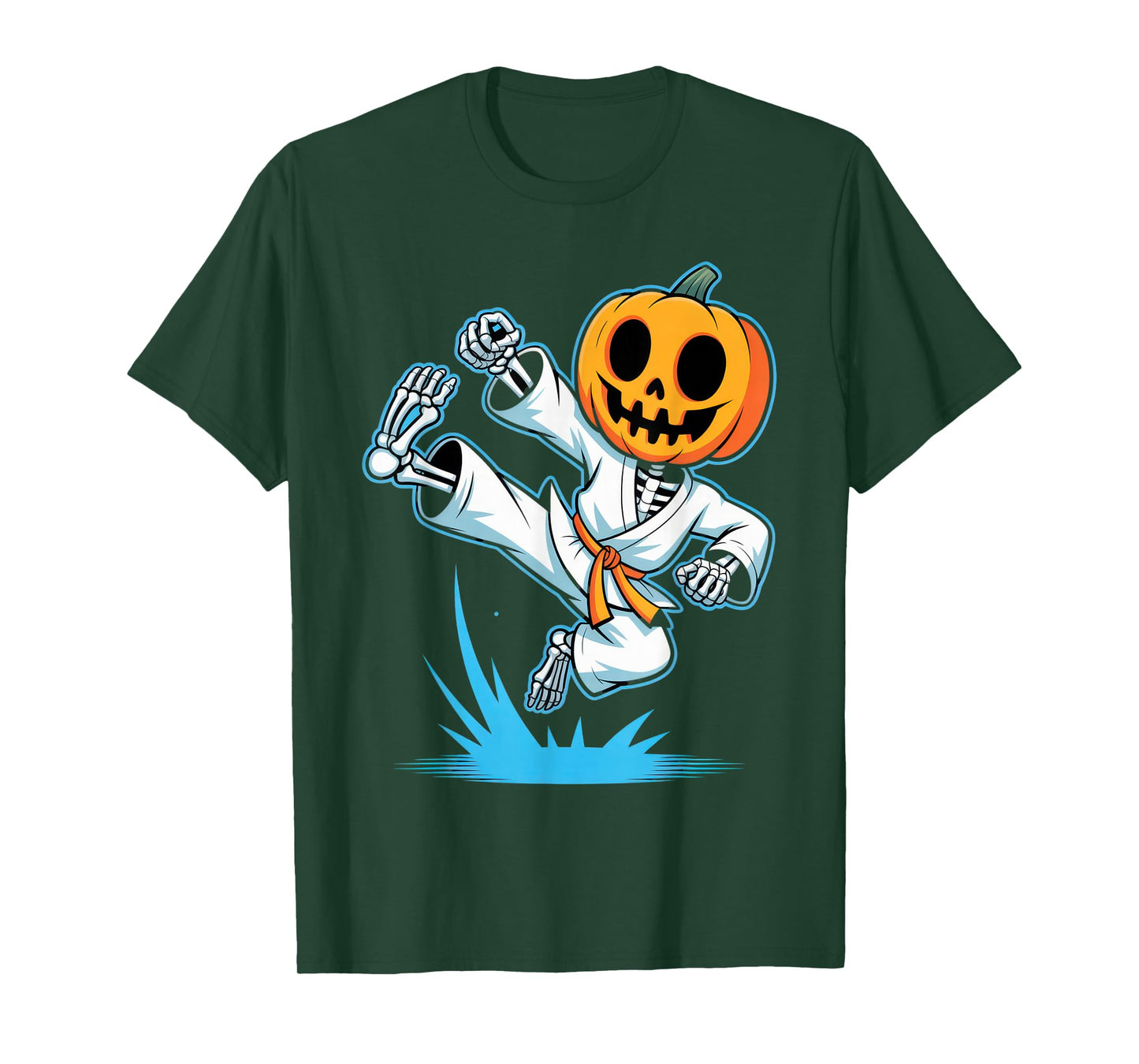 Karate Pumpkin Skeleton Kids Halloween Costume Fall Fun T-Shirt