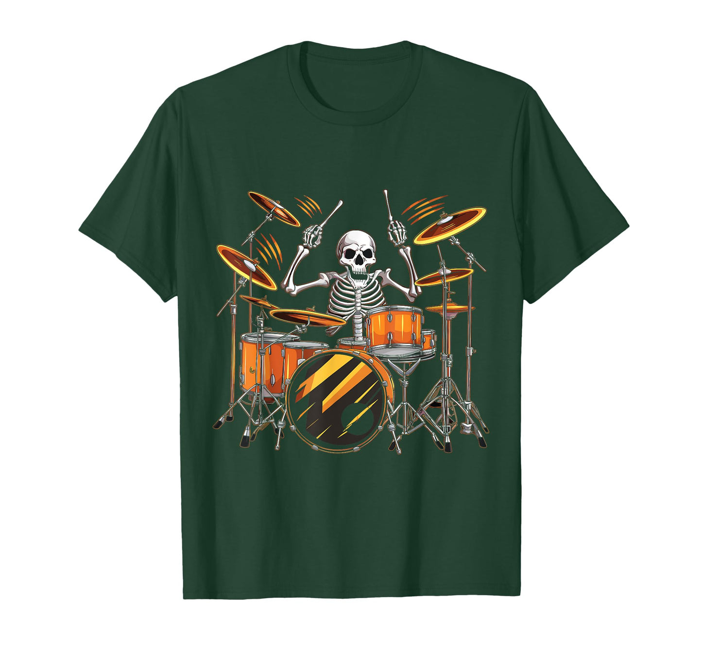 Drummer Skeleton Men Boys Drum Set Drummer Halloween Music T-Shirt