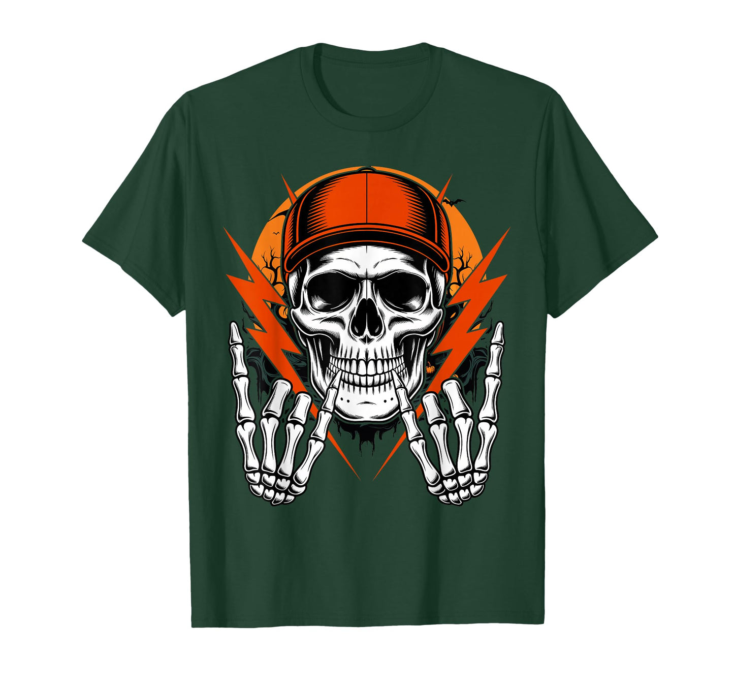 Punk Rocker Halloween Costume Skeleton Cap Skater T-Shirt
