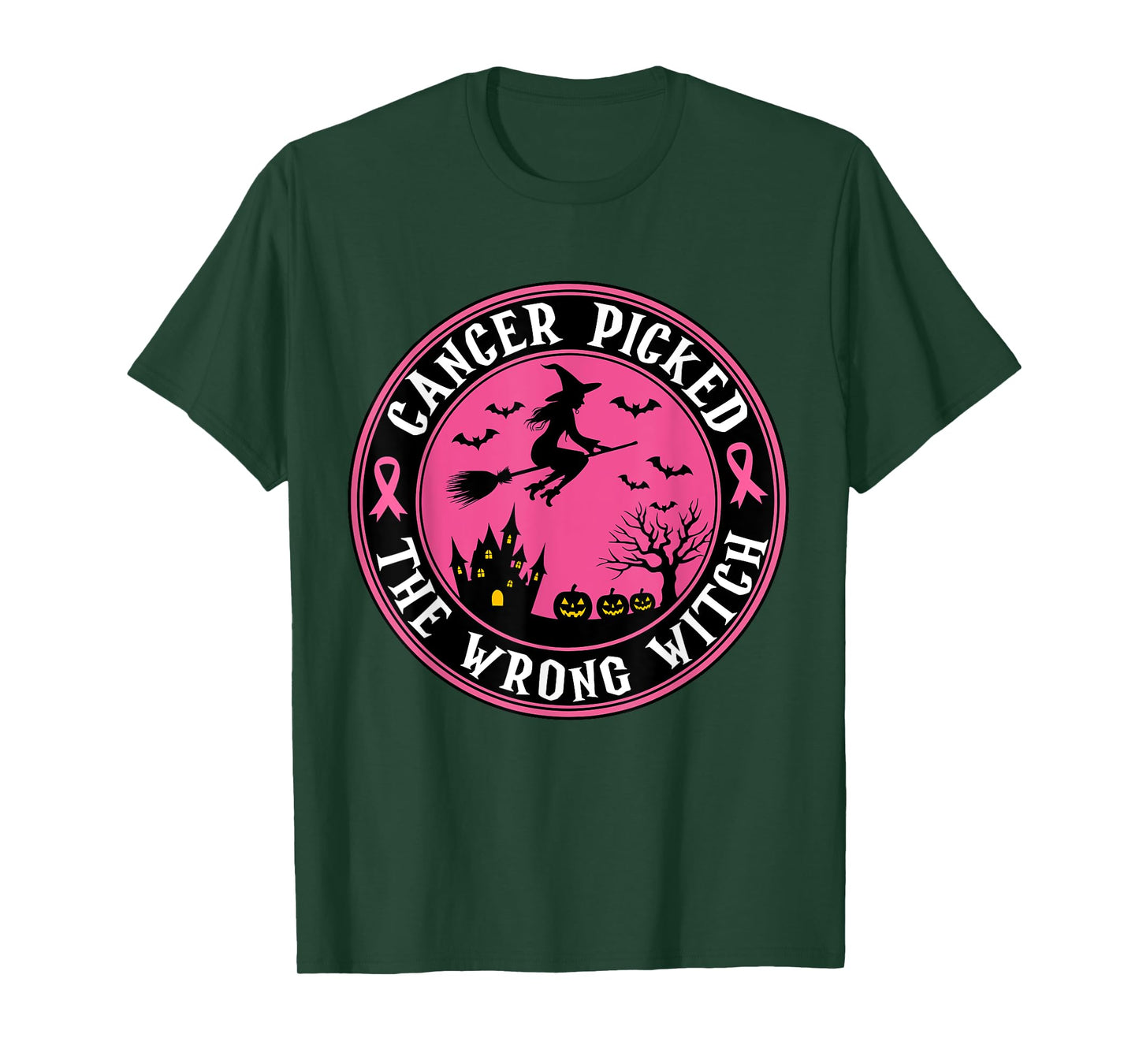 Cancer Picked the Wrong Witch Halloween Breast Cancer T-Shirt