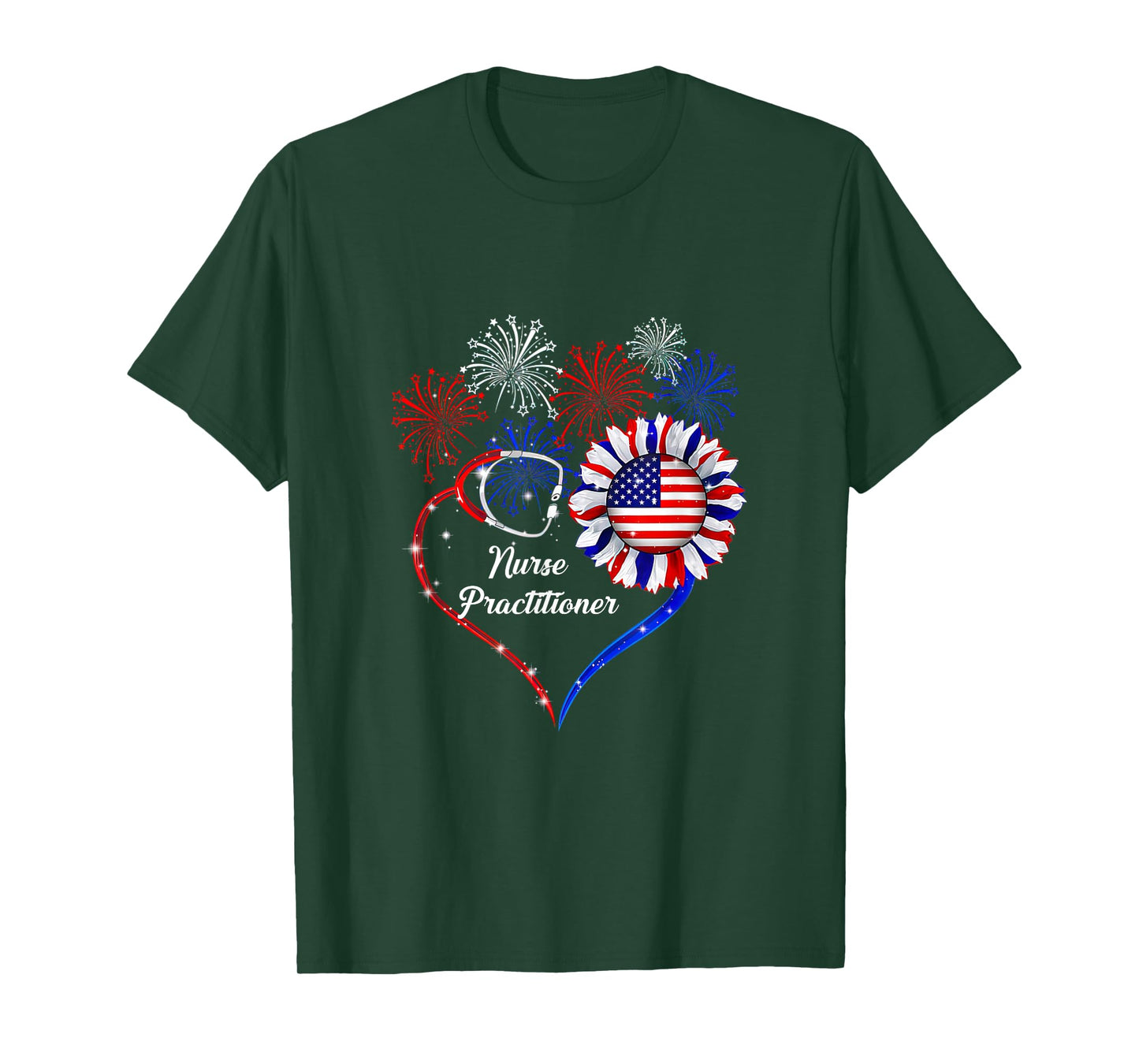 Patriotic Nurse Practitioner 4th Of July American Flag T-Shirt