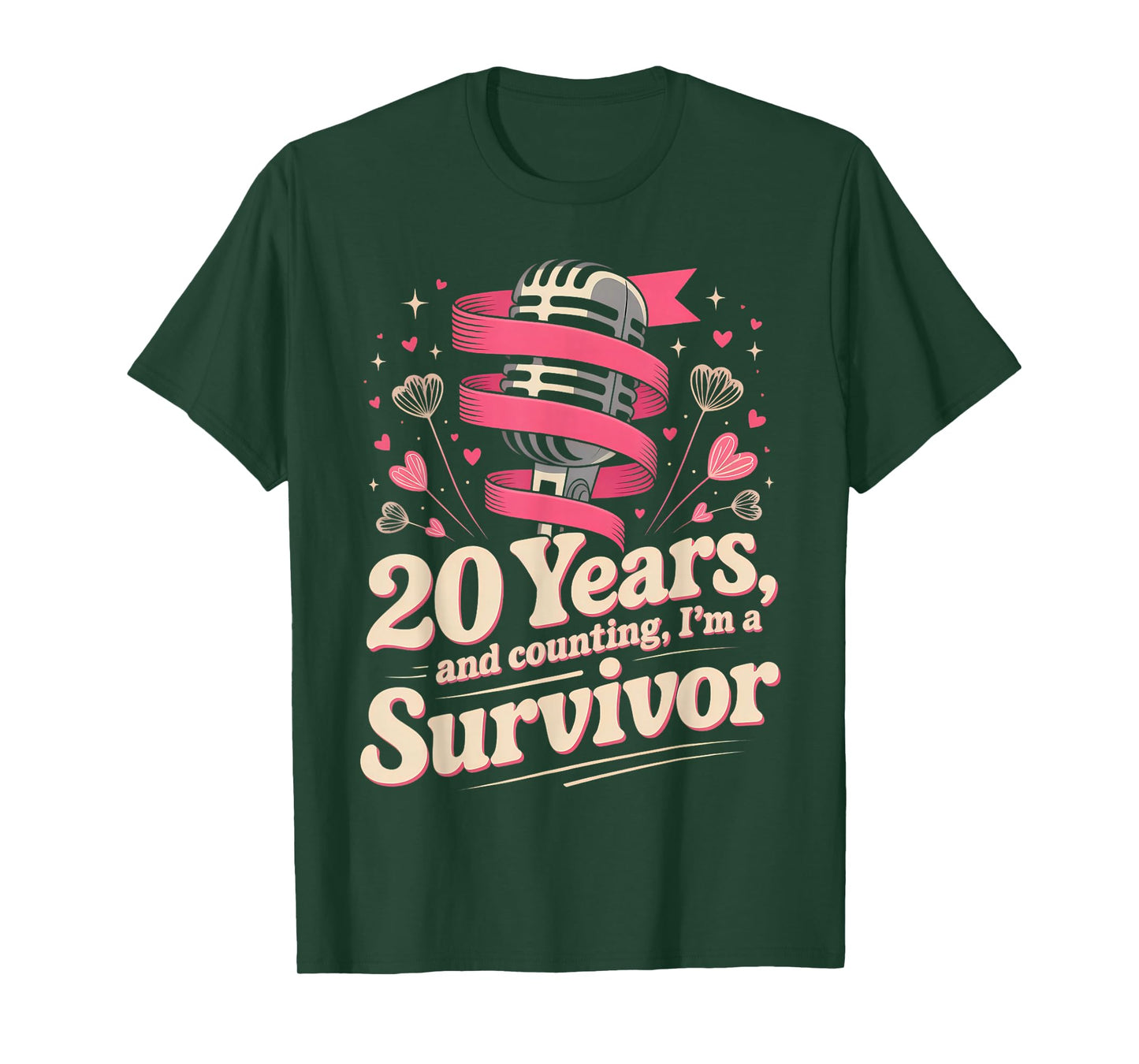 20 Year Breast Cancer Survivor Pink Ribbon Awareness T-Shirt