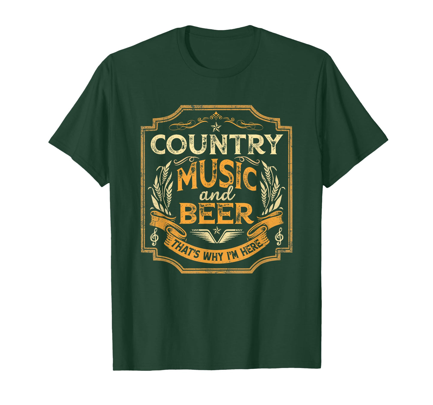 Country Music And Beer That's Why I'm Here Vintage Drinking T-Shirt