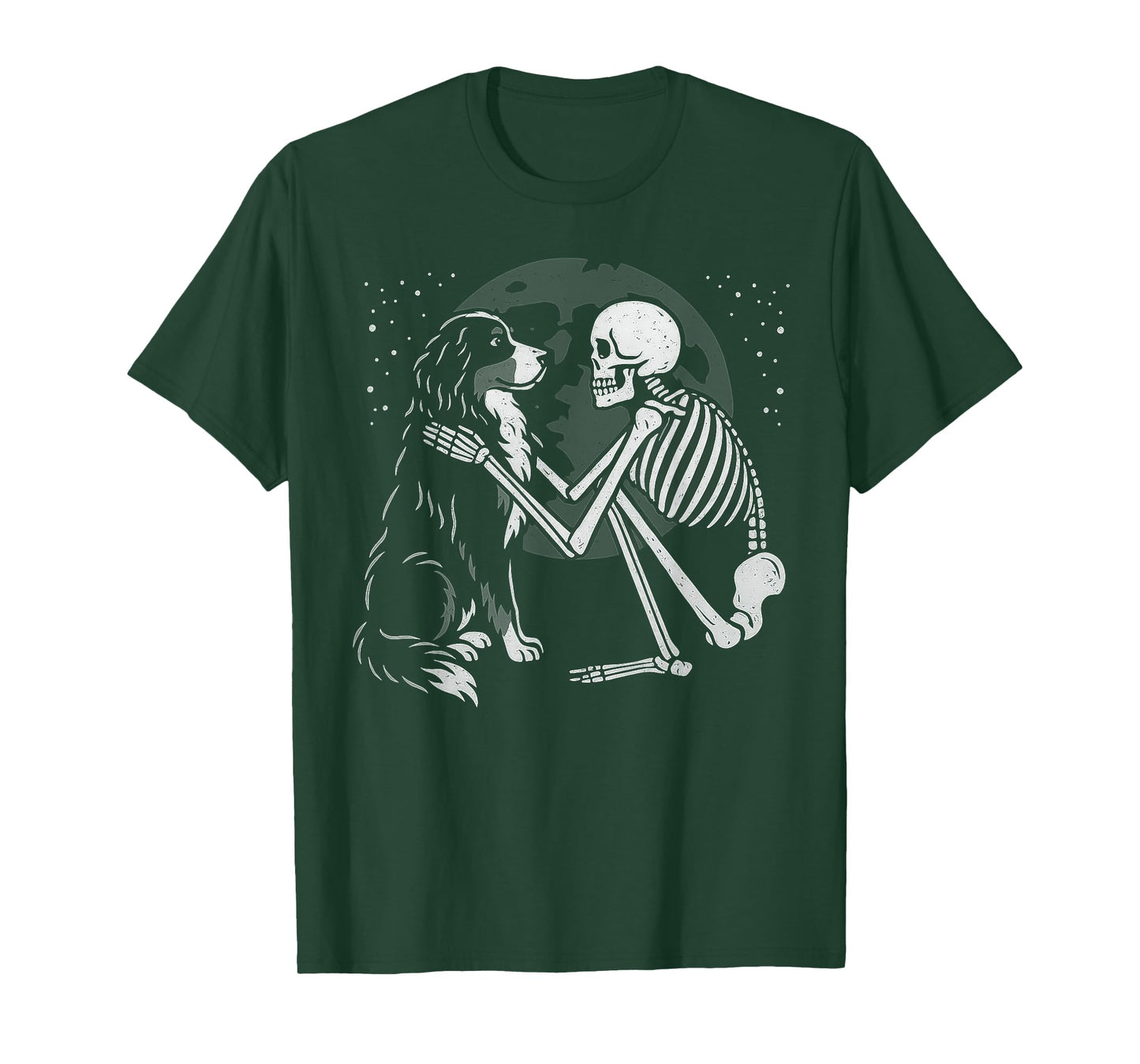 Bernese Mountain Dog Skeleton Moon Halloween Dog Lover T-Shirt