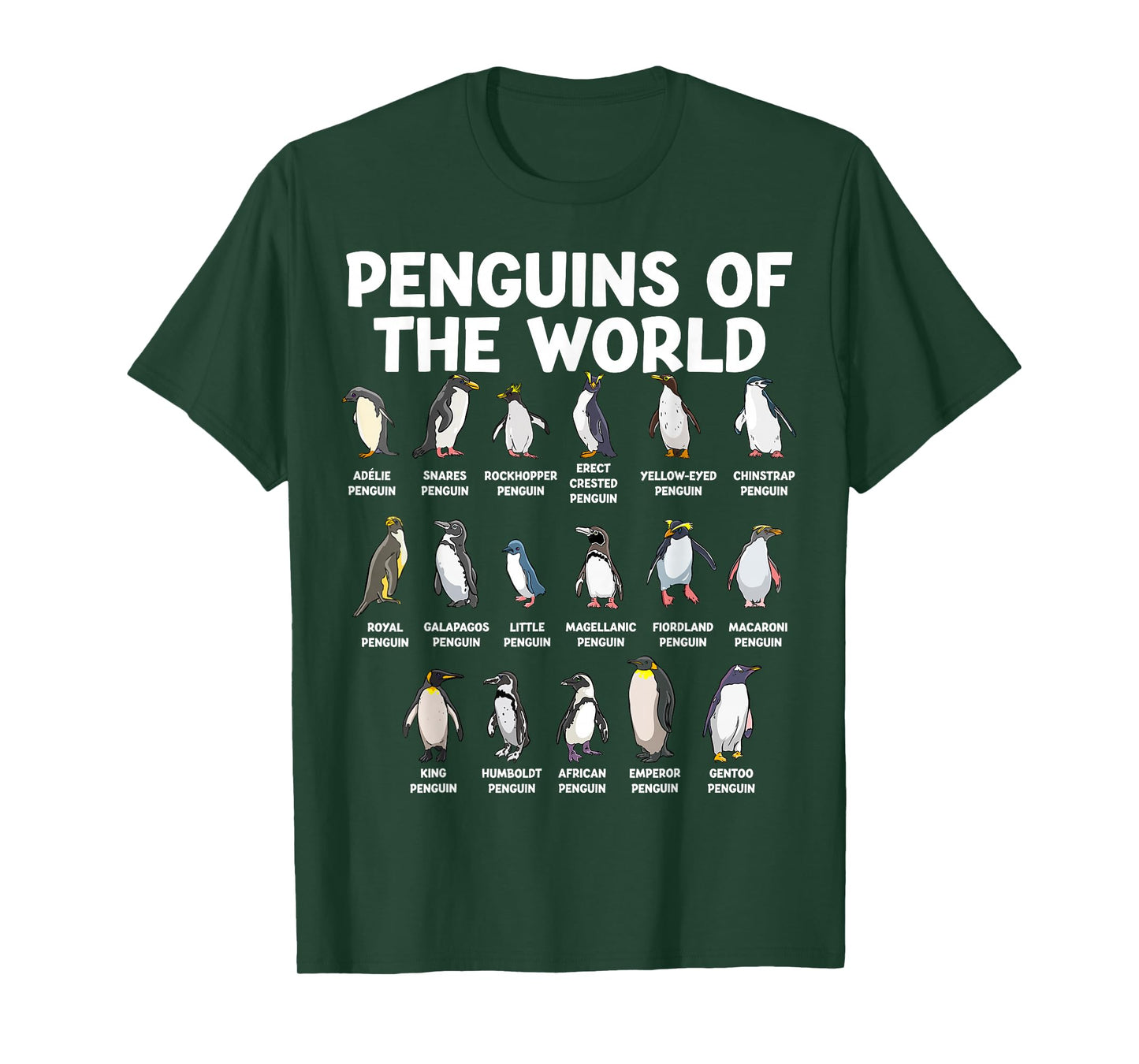 Penguins Of The World Kawaii Types Of Penguins Sea Animal T-Shirt