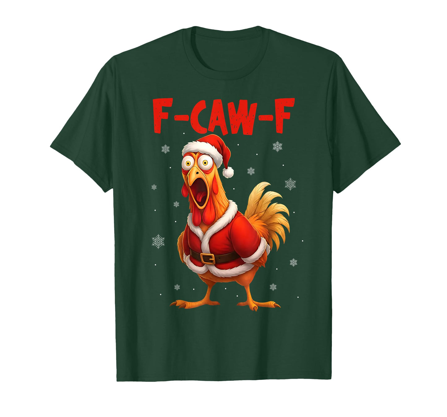 Funny F-Caw-F Santa Chicken Christmas Rooster Meme Humor T-Shirt