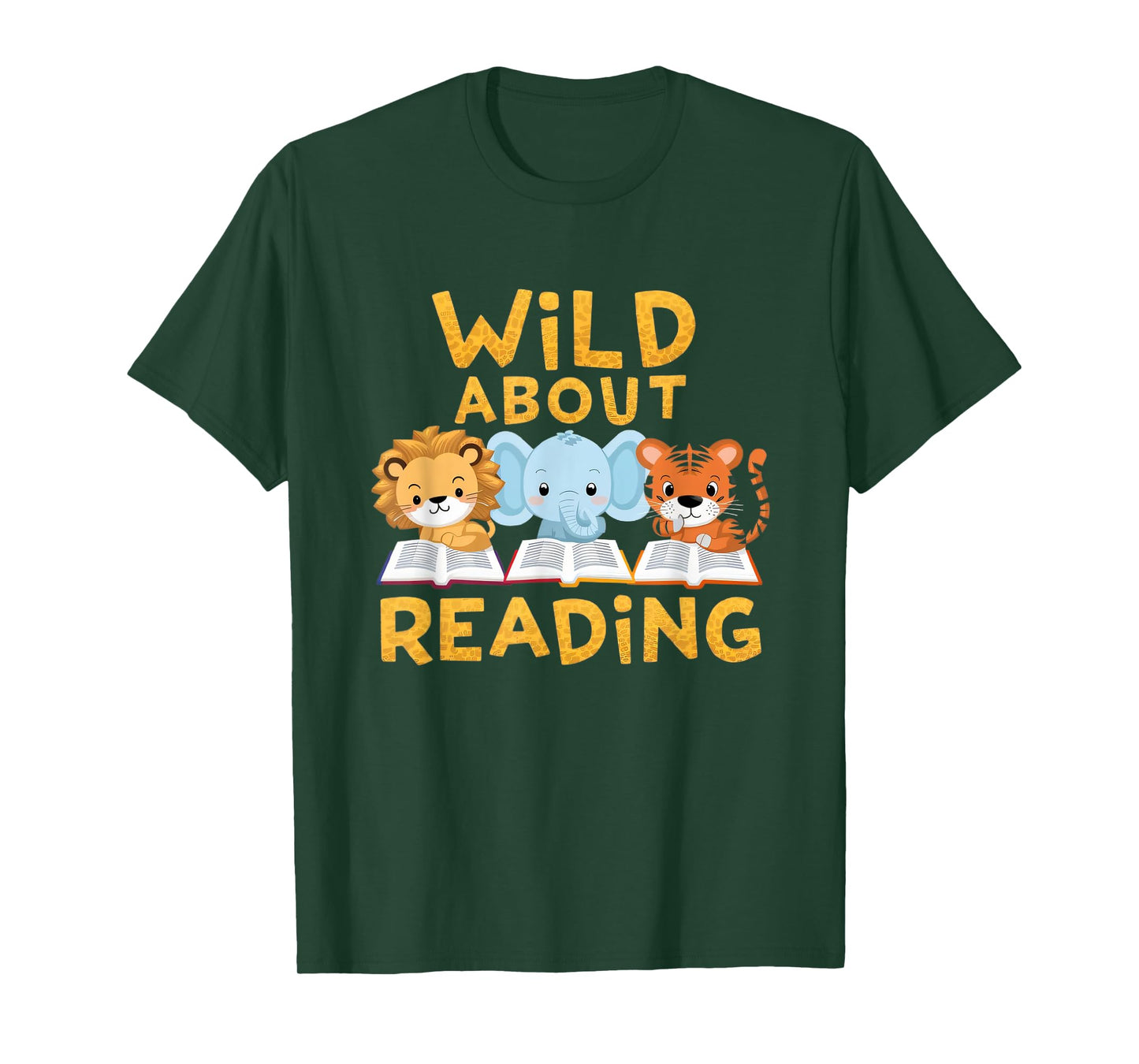 Wild About Reading Cute Animal Book Lover Kids T-Shirt
