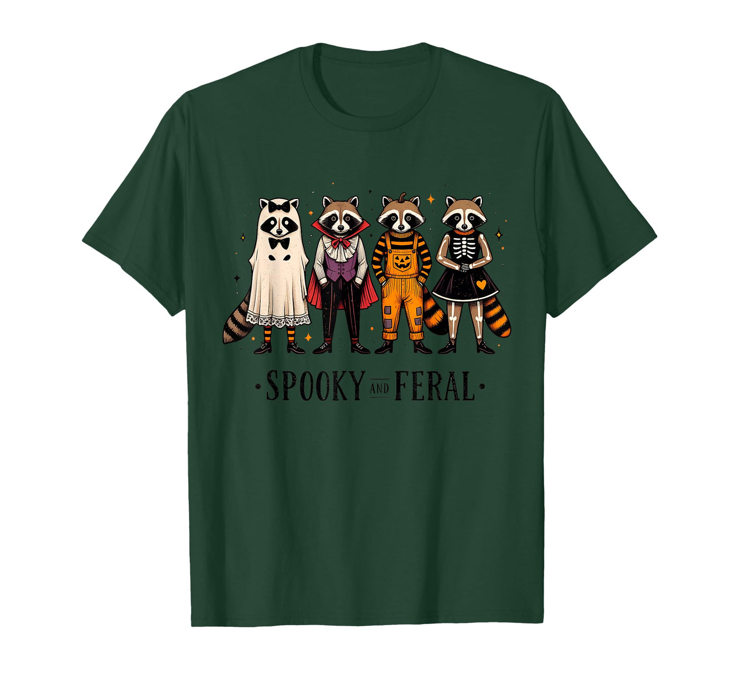 Spooky and Feral Funny Halloween Raccoon Men Women Kids T-Shirt