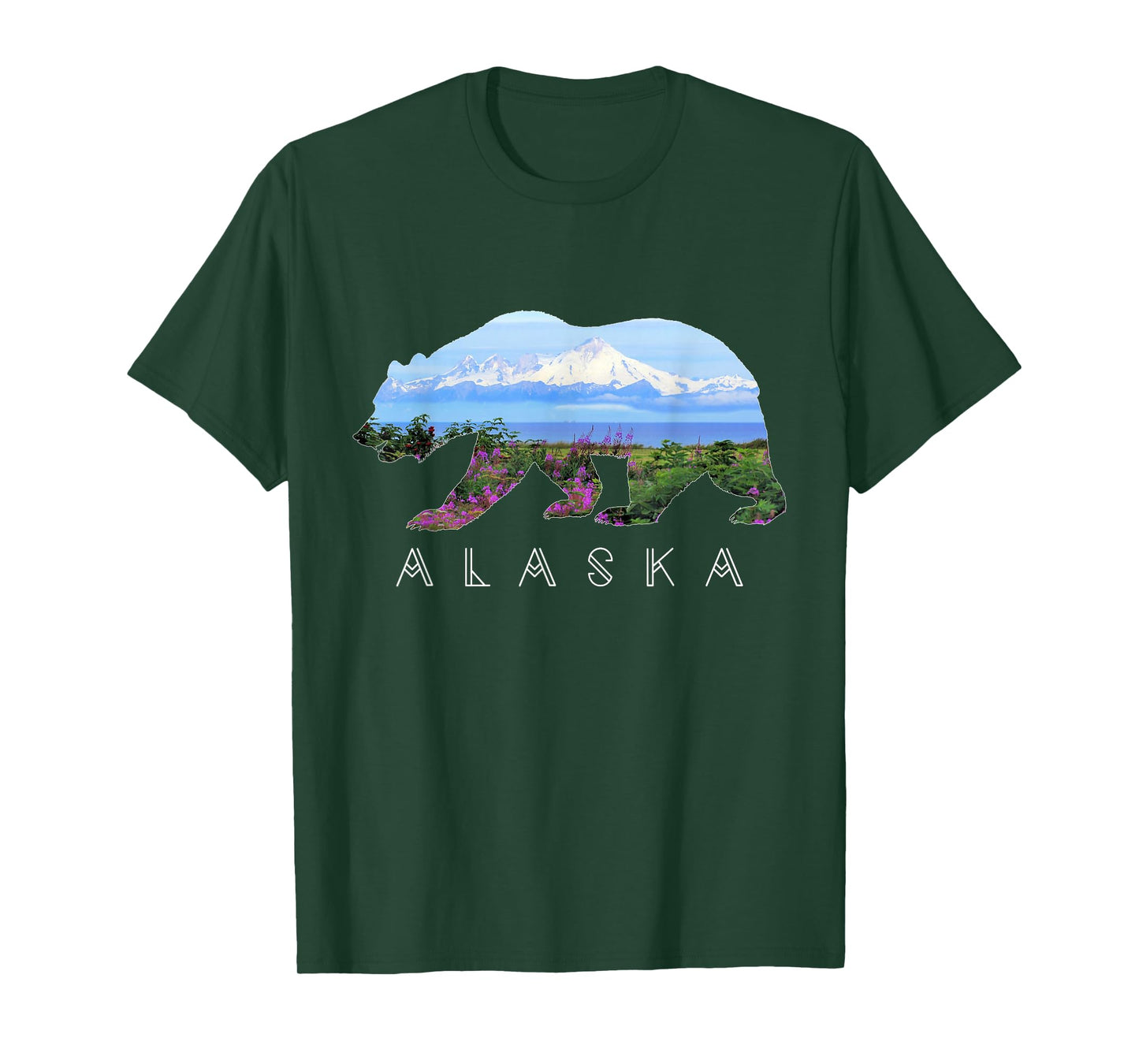 Alaskan Bear with Wildflowers & Mountain Snow T-Shirt