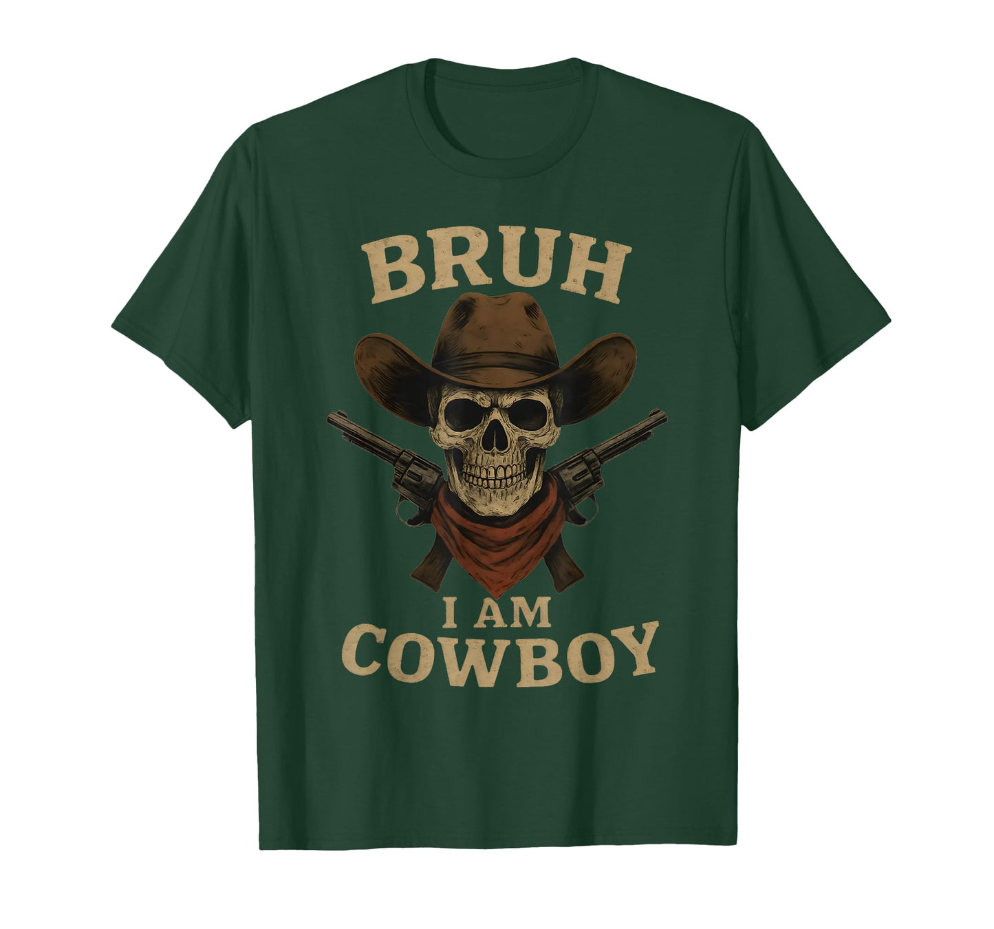 Bruh Skeleton Cowboy Halloween Costume Pretend I'm a Cowboy T-Shirt