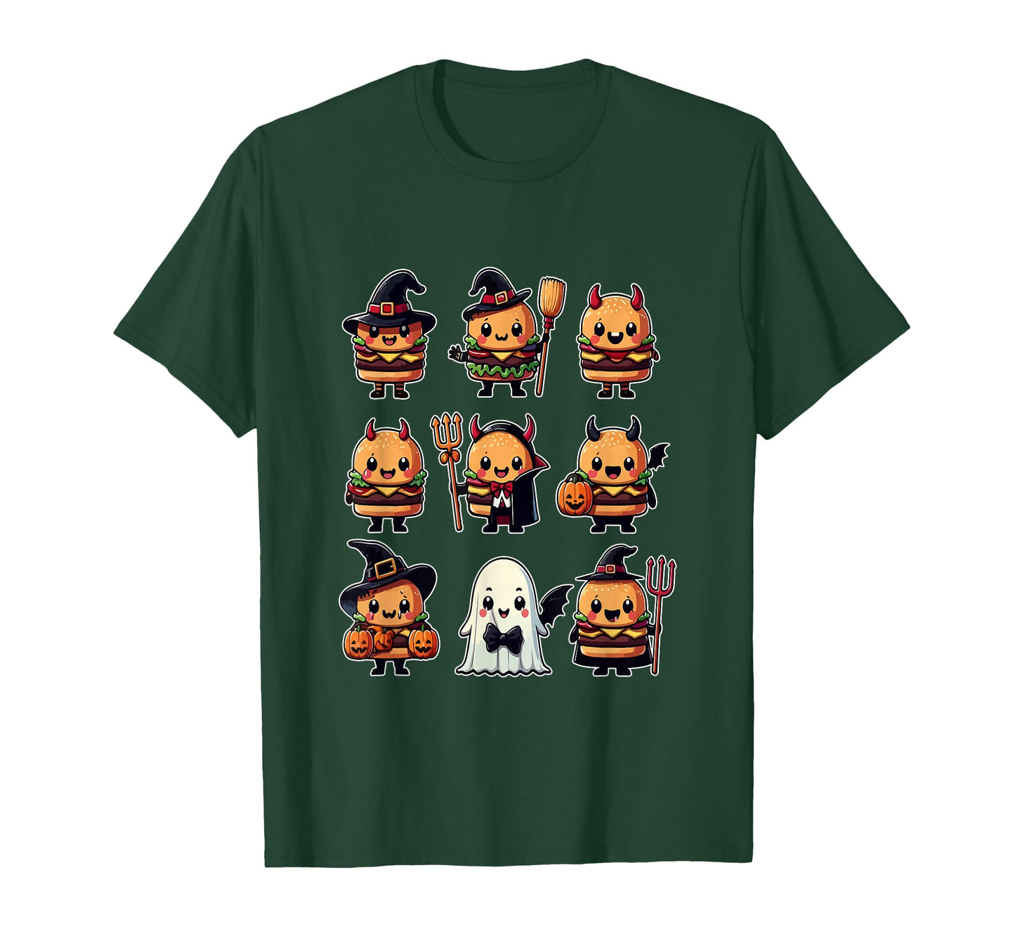 Group Hamburgers Cosplay Witch Boo Ghosts Halloween Food T-Shirt
