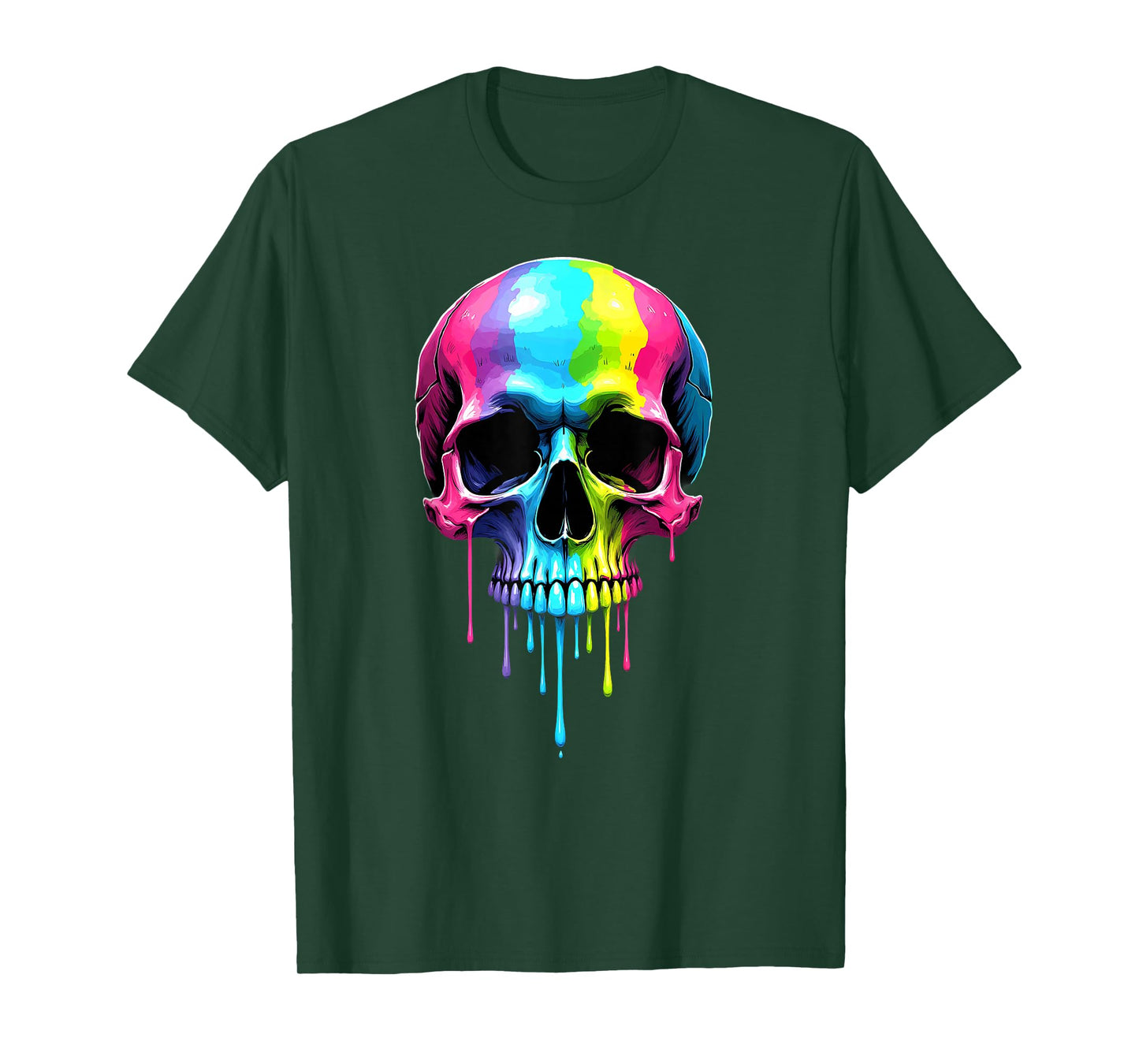 Colorful Skull Melting Halloween T-Shirt