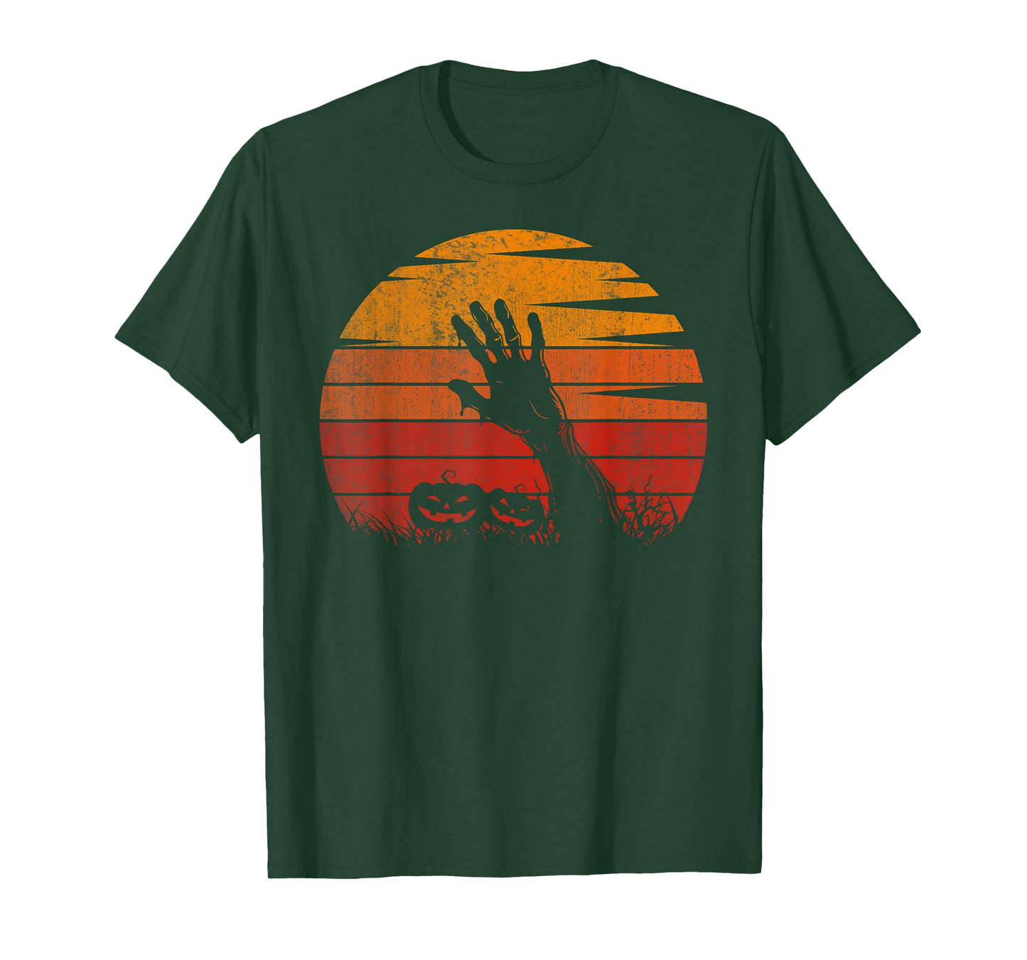 Vintage Sunset Zombie Hand Halloween Scary Spooky Costume T-Shirt