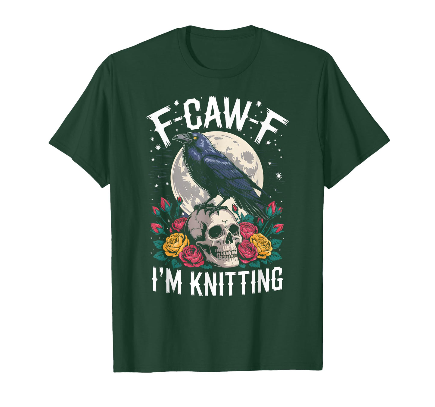 F-CAW-F Crow Knitting Skull Funny Crafter Design T-Shirt