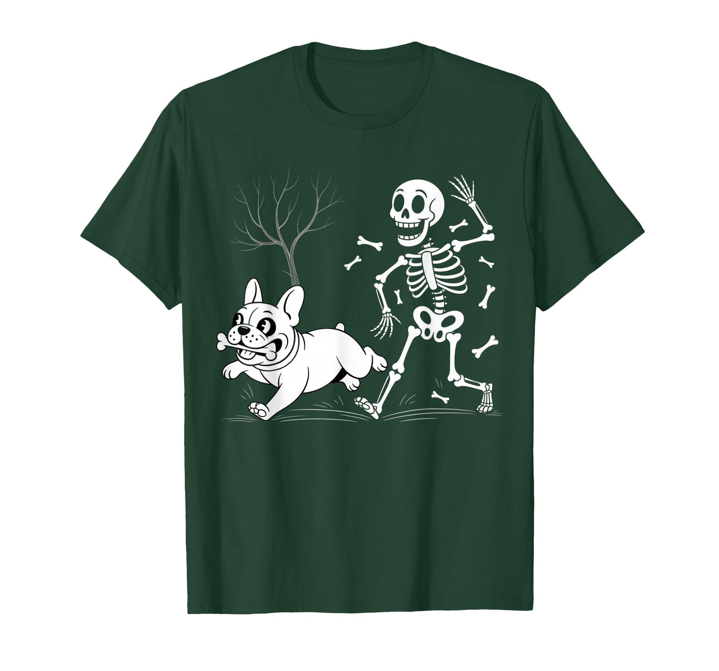 French Bulldog Skeleton Spooky Season Funny Halloween T-Shirt