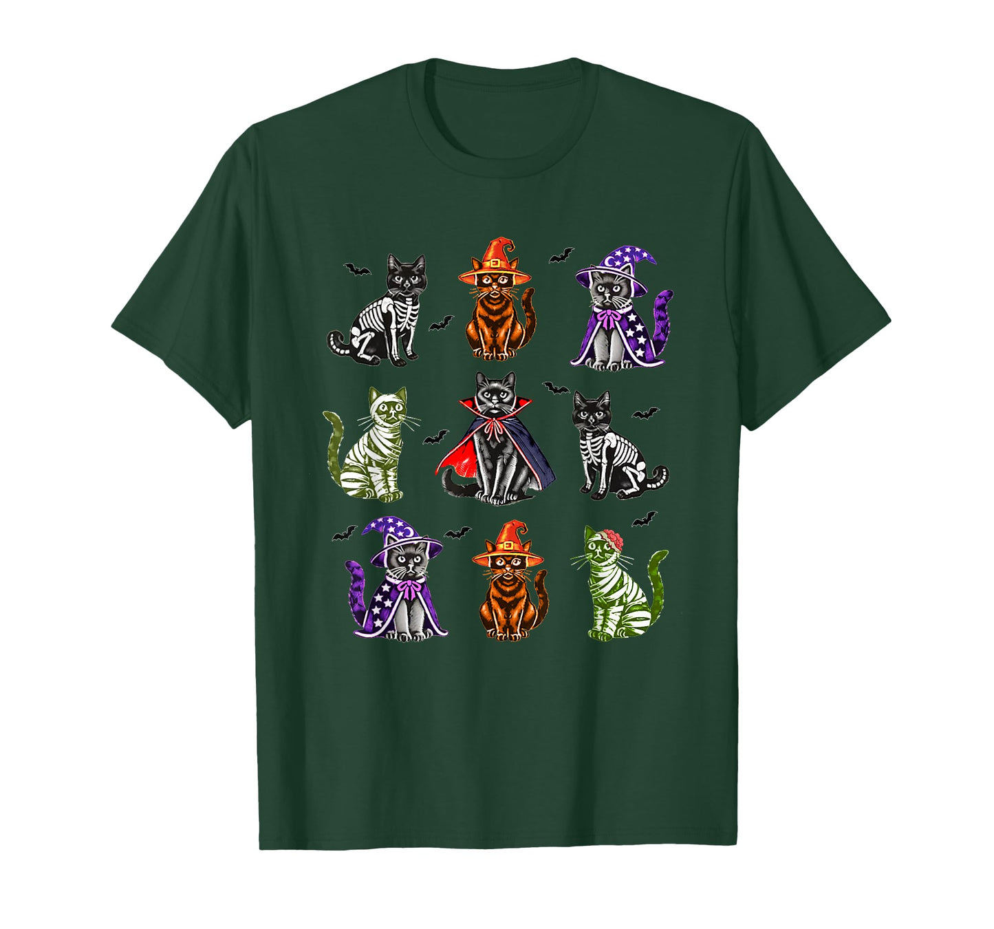 Retro Black Cat Witch Mummy Halloween Cat Lover Cat Mom Dad T-Shirt