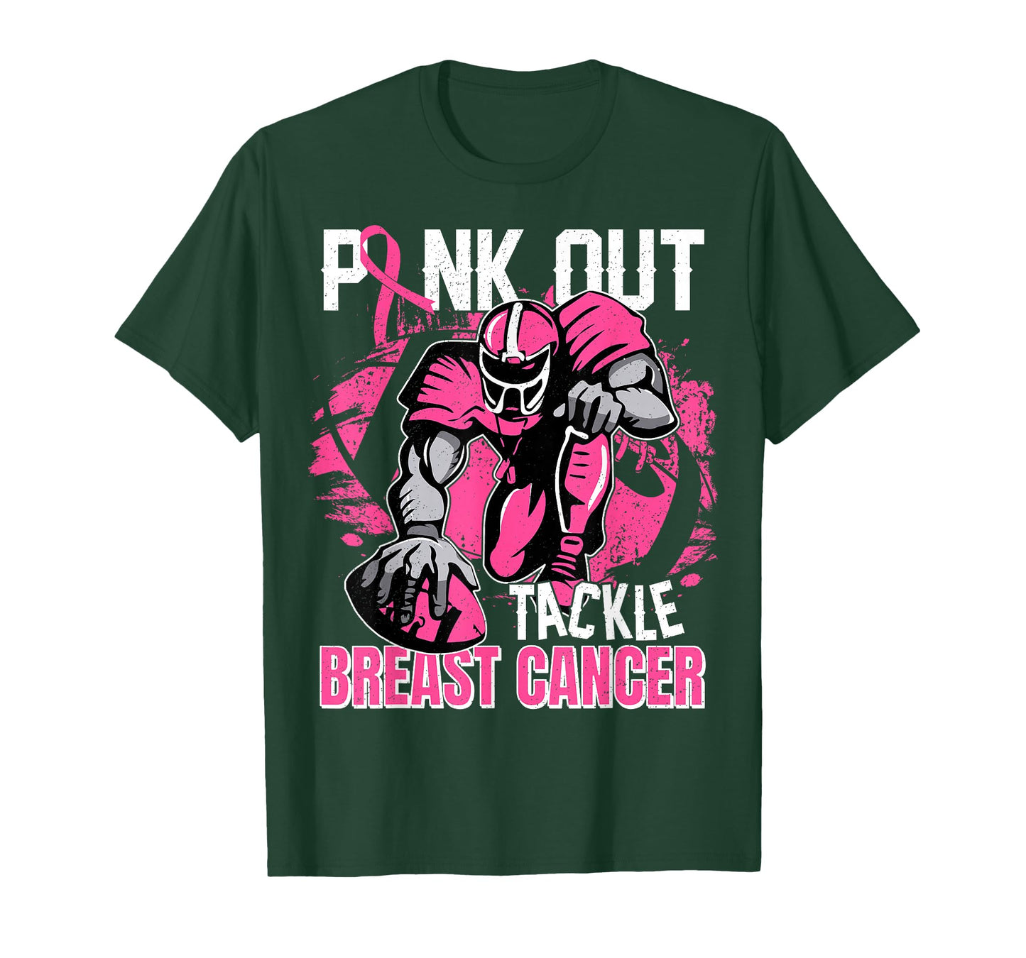 Football Pink Out Tackle Breast Cancer Awareness Cheer Mom T-Shirt