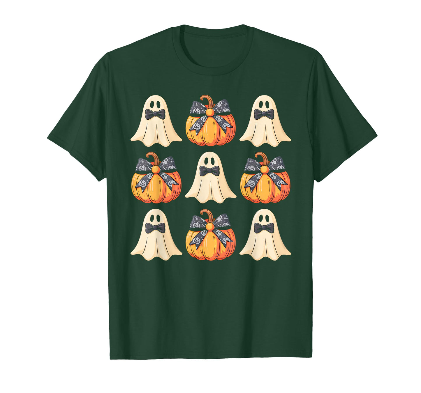Coquette Bow Pumpkin Spooky Season Ghost Halloween Costume T-Shirt