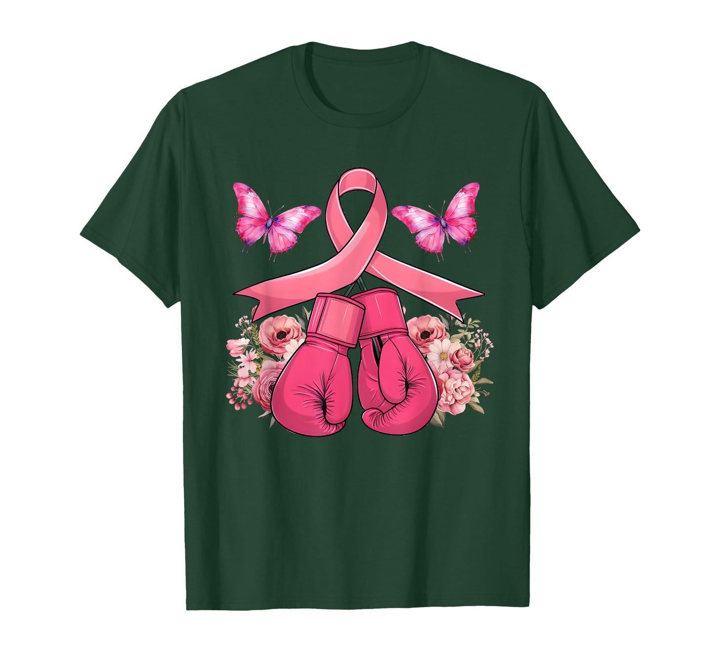 Breast Cancer Awareness Boxing Gloves Butterfly Pink Ribbon T-Shirt