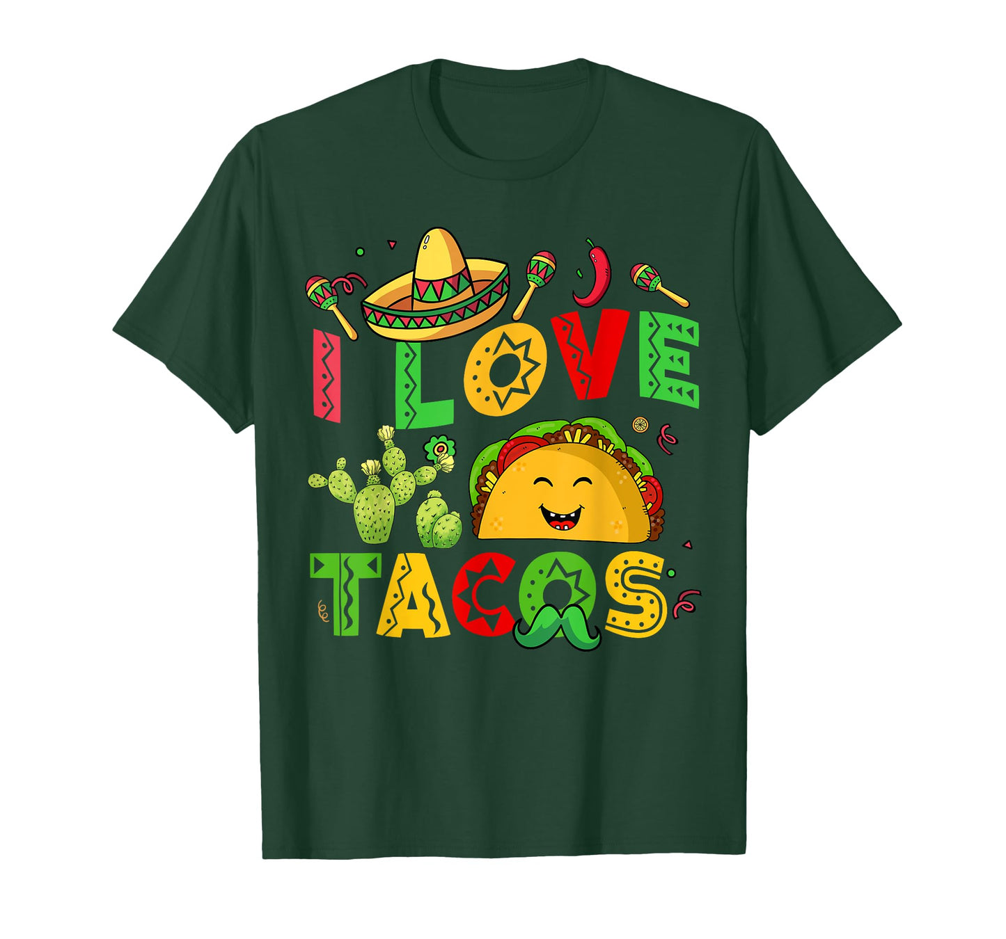 I Love Tacos Kids Men Women Mexican Tuesday Funny Cinco Mayo T-Shirt