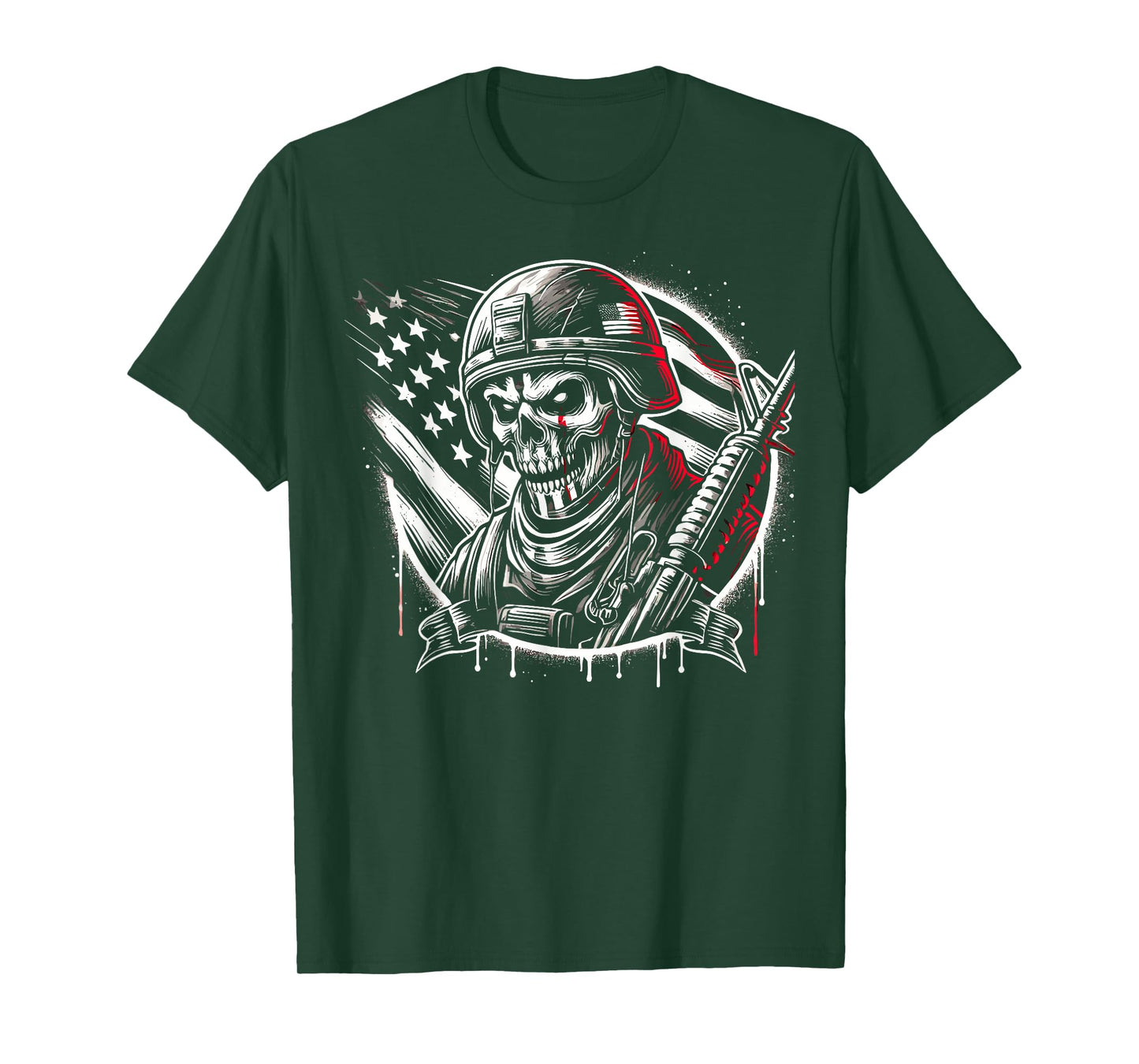 Skeleton Soldier Costume Soldier Military Uniform Halloween T-Shirt