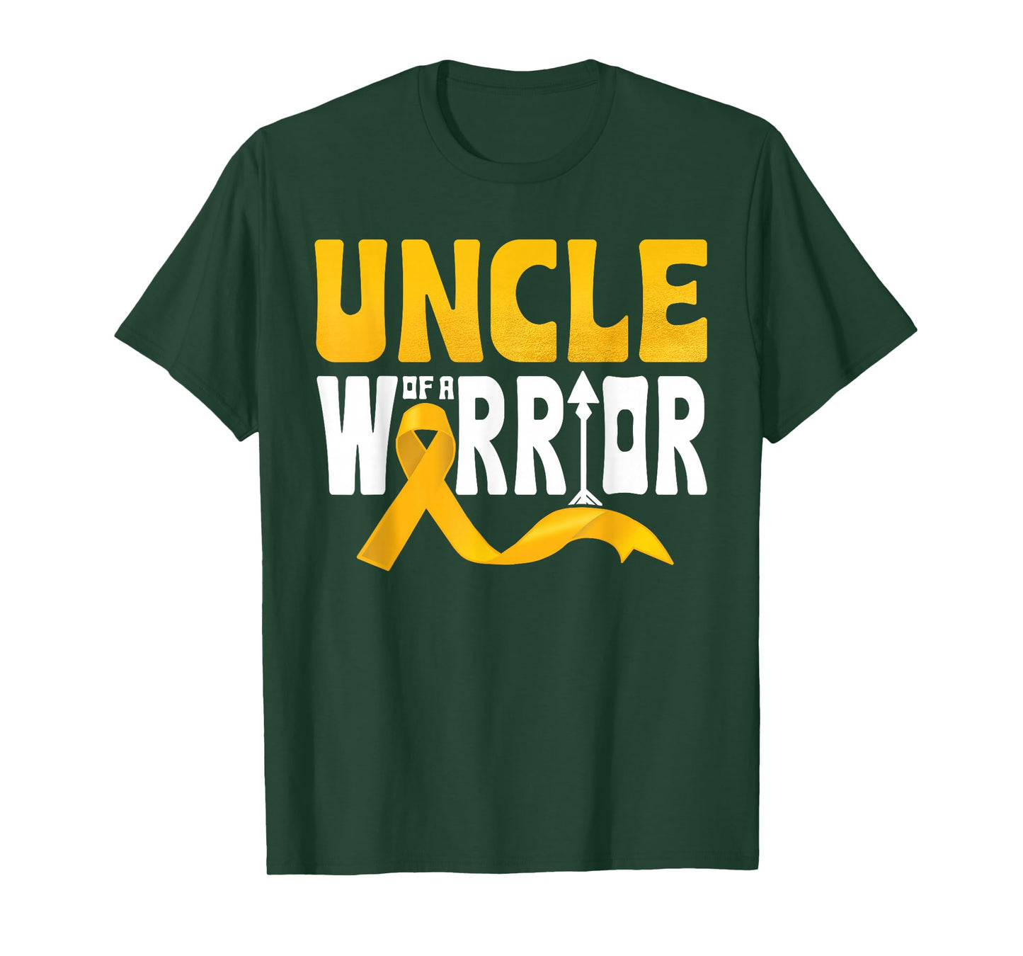 Uncle Of A Warrior Childhood Cancer Awareness Gold Ribbon T-Shirt