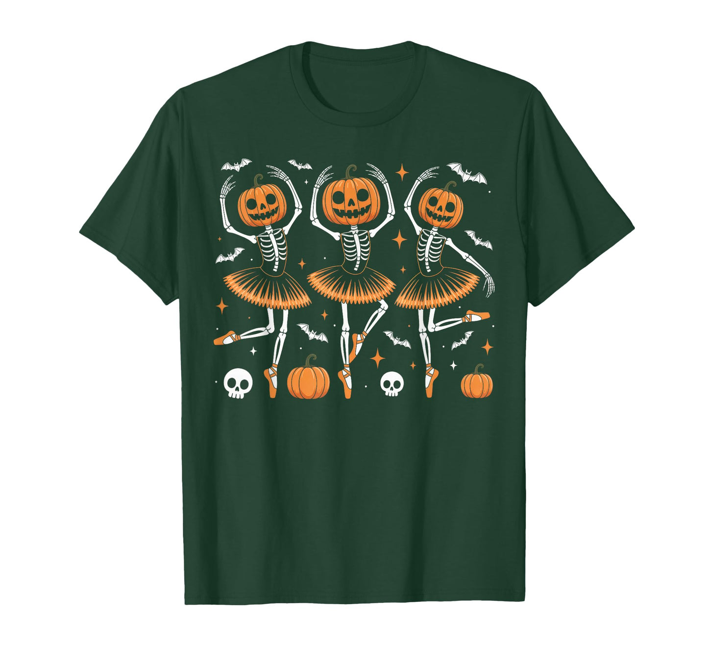 Ballet Pumpkin Skeleton Scary Halloween Men Women Girl T-Shirt