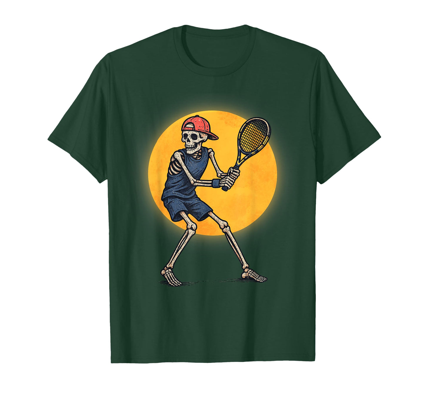 Vintage Halloween Skeleton Tennis Funny Spooky Costume T-Shirt