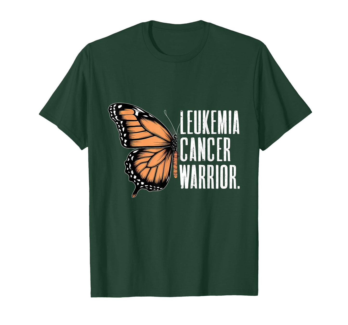 Leukemia Cancer Awareness Butterfly Warrior Orange Ribbon T-Shirt