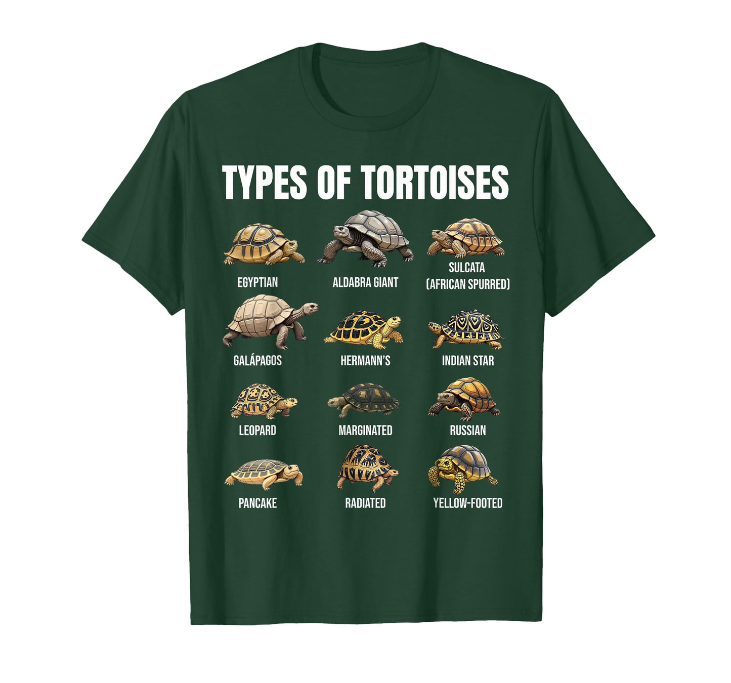 Types of Tortoises Land Tortoise Species Educational Chart T-Shirt