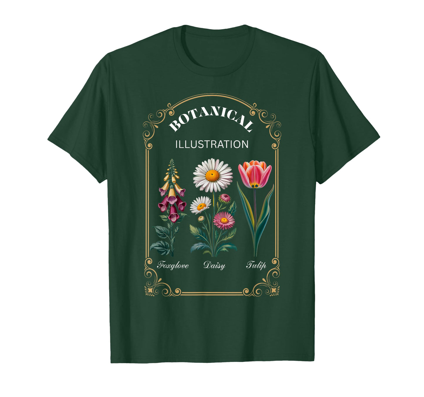 Foxglove Daisy Tulip Vintage Flower Arrangement T-Shirt