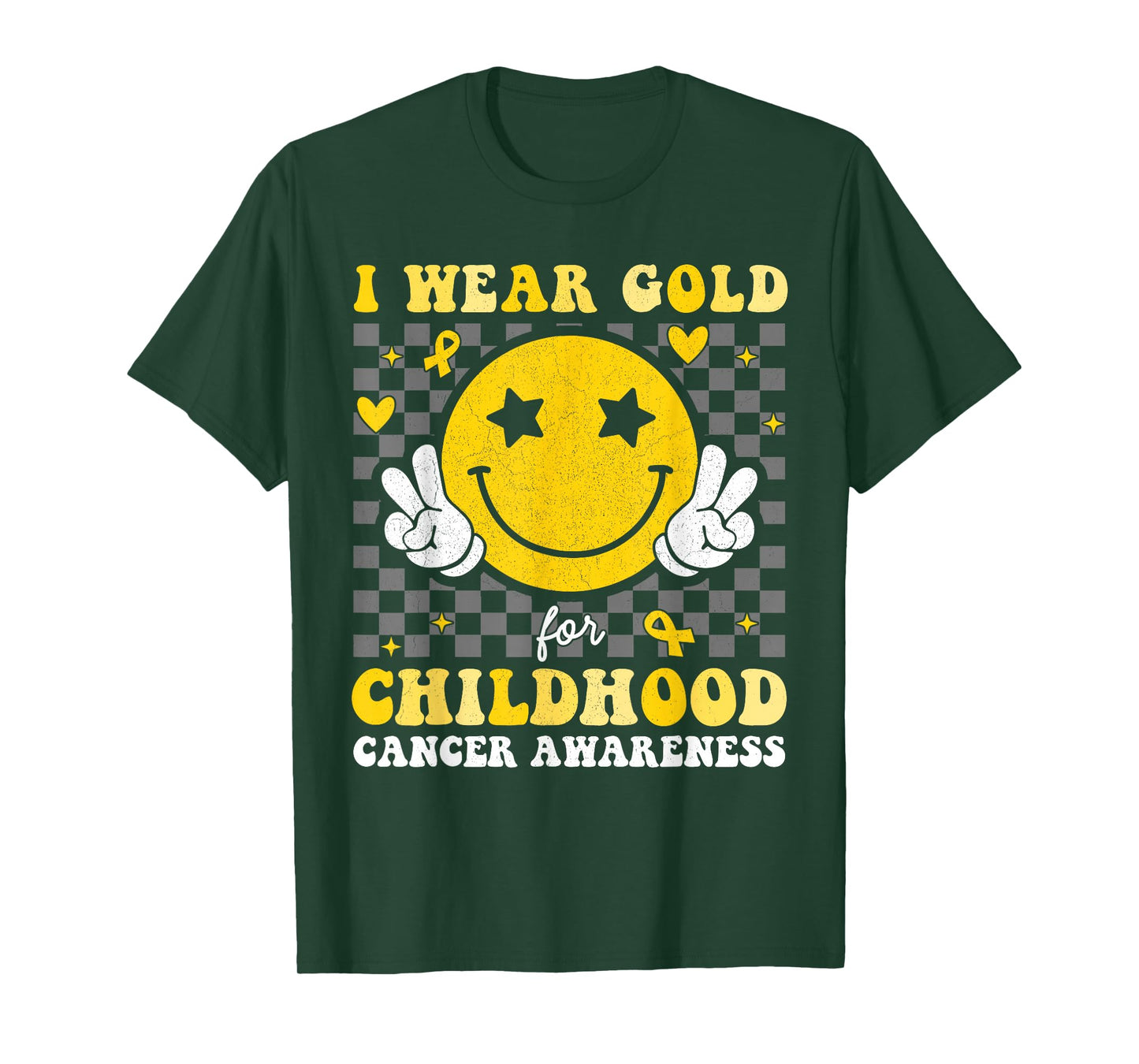 Retro I Wear Gold For Childhood Cancer Awareness Kids T-Shirt