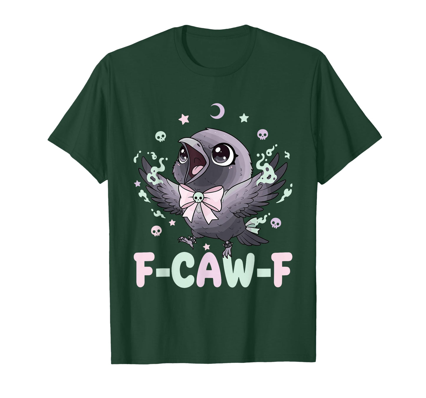 Kawaii Pastel Goth Black Crow F-Caw-F Funny Gothic Humor T-Shirt