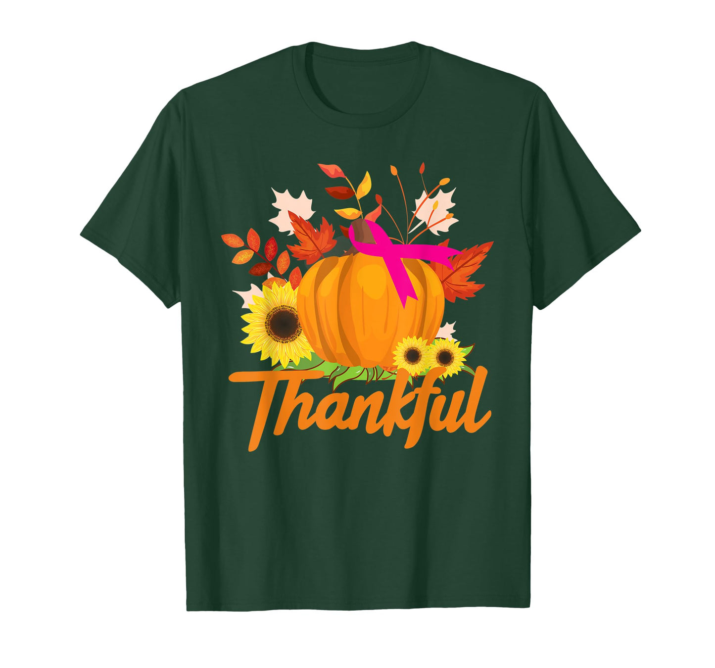 Breast Cancer Survivor Shirt Thankful Pink Ribbon Sunflower T-Shirt