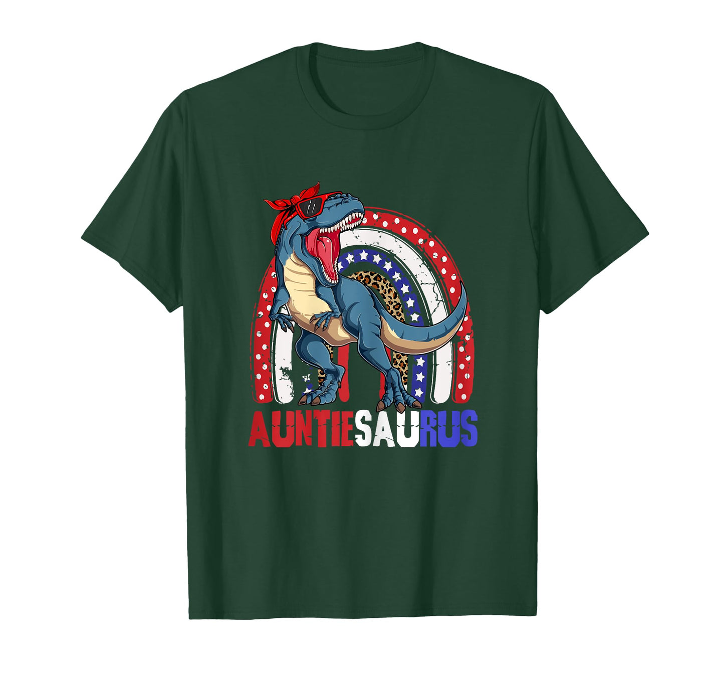 Auntiesaurus T Rex Dinosaur Auntie Saurus Family 4th of July T-Shirt